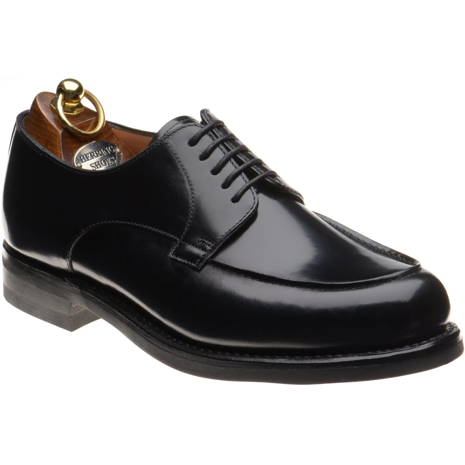 Herring Tours mens rubber-soled Derby shoes in black polished