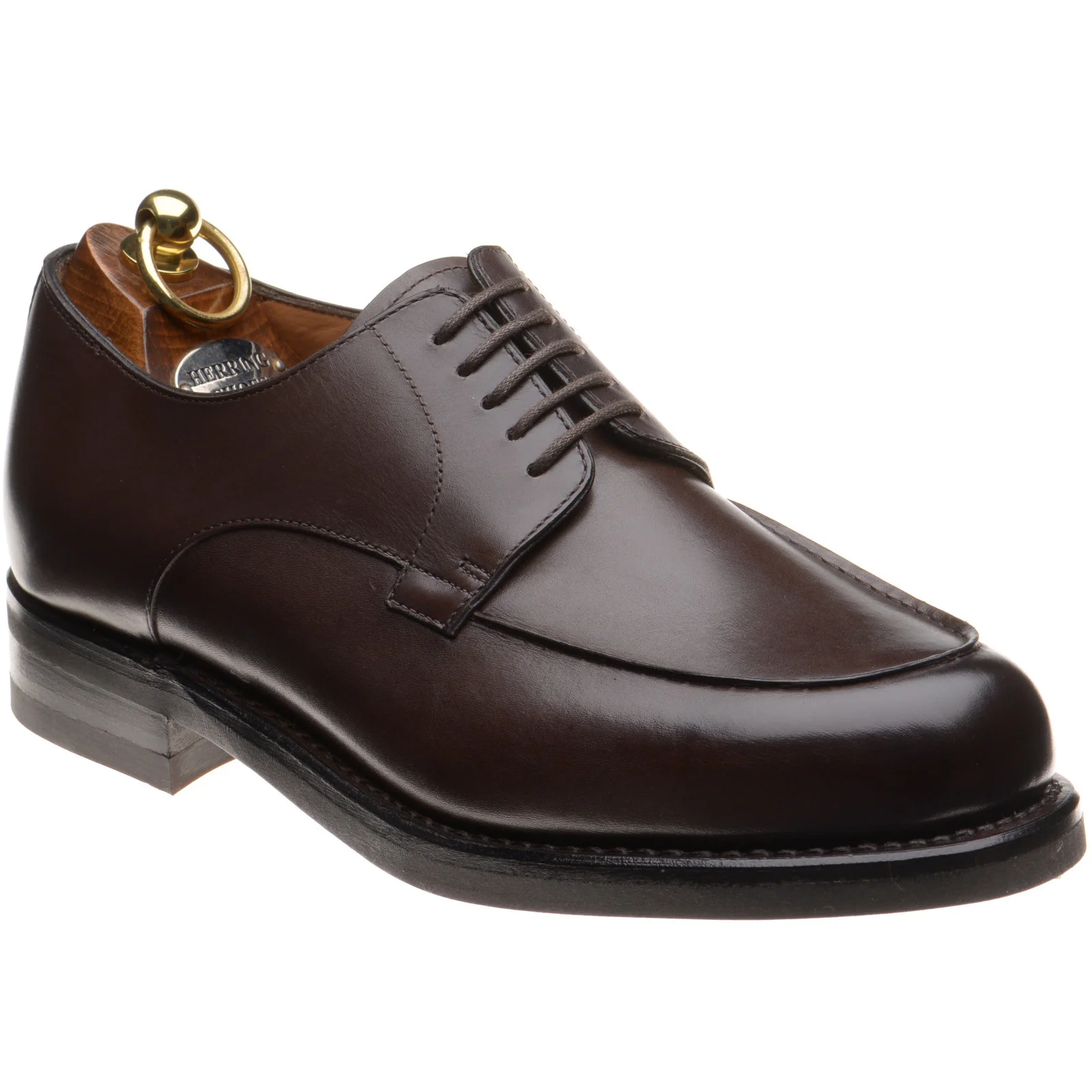 Herring Tours mens rubber-soled Derby shoes in dark brown calf (second)