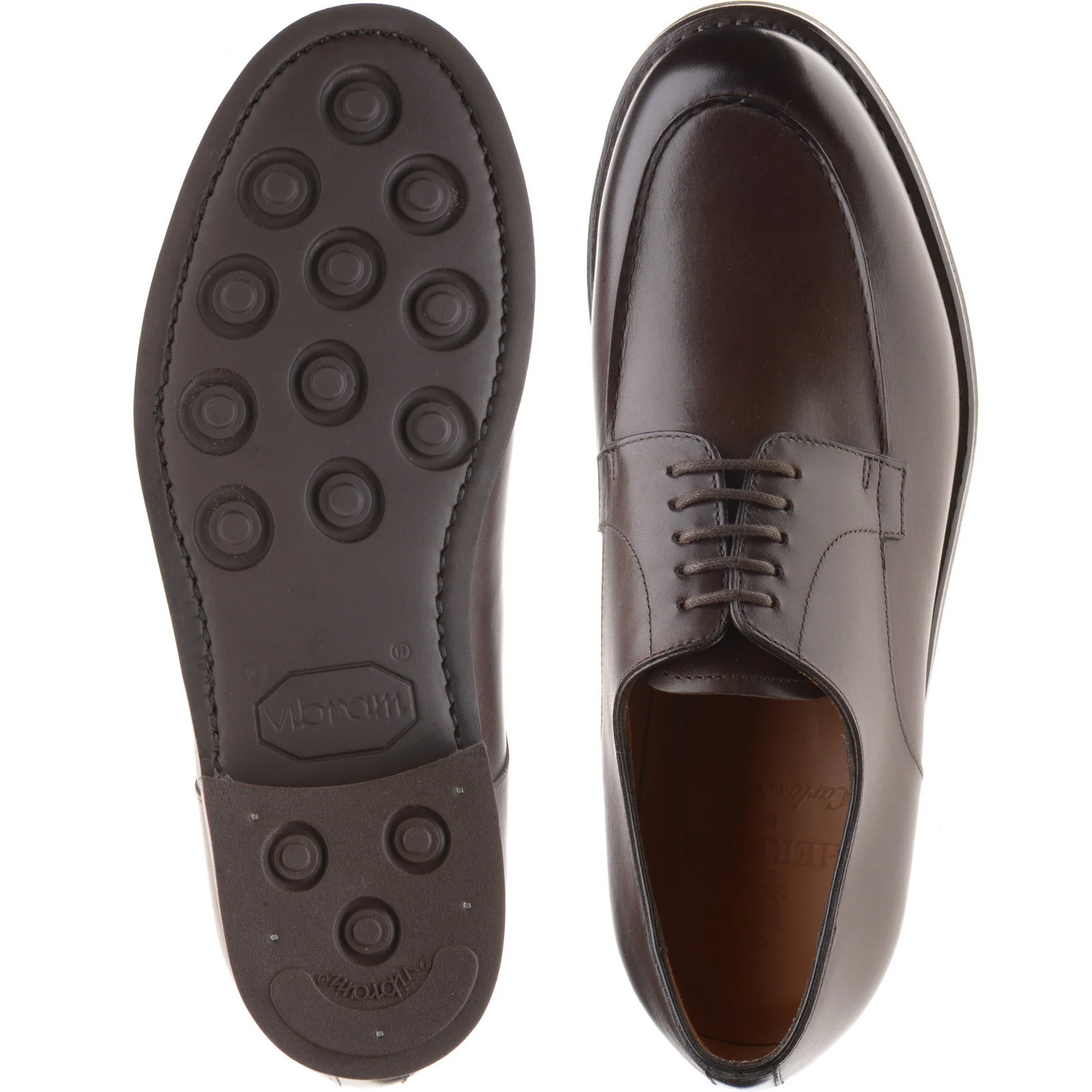 Herring Tours mens rubber-soled Derby shoes in dark brown calf (second) - Image 3