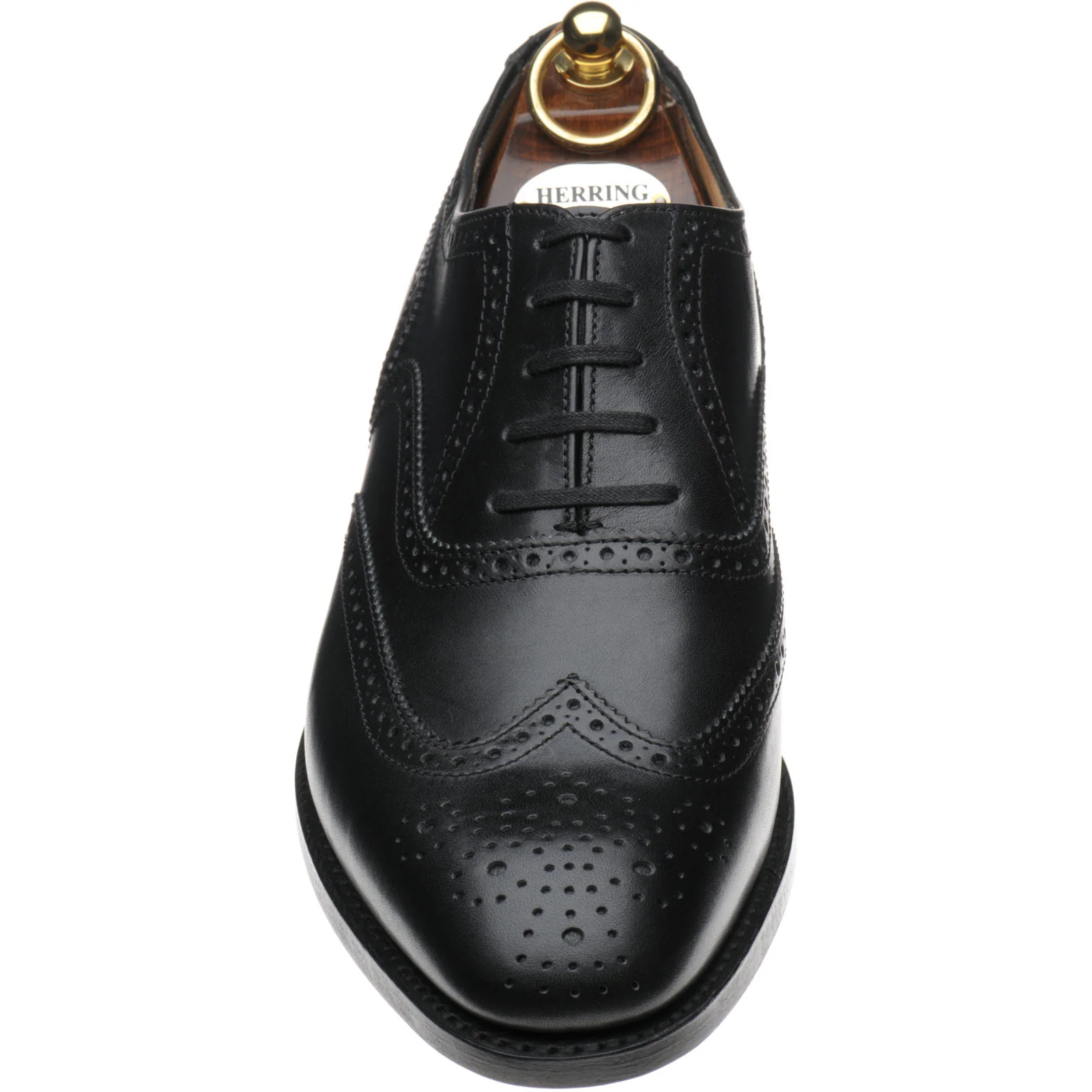 Herring Trent mens brogues in black calf - Image 2