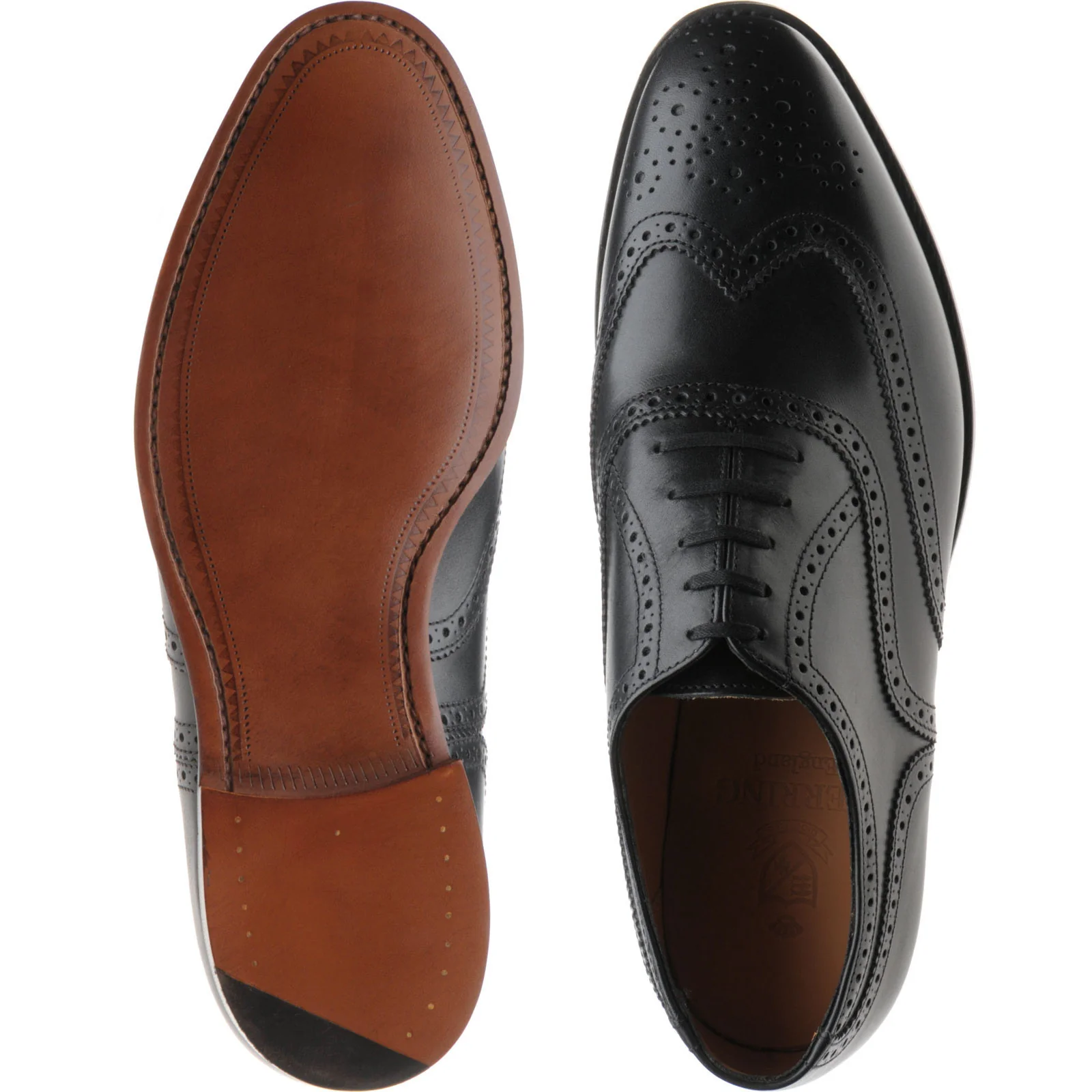 Herring Trent mens brogues in black calf - Image 3