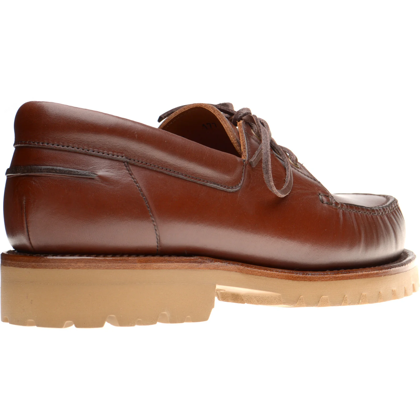 Herring Vilamoura mens rubber-soled deck shoes in brown pull up (second) - Image 4