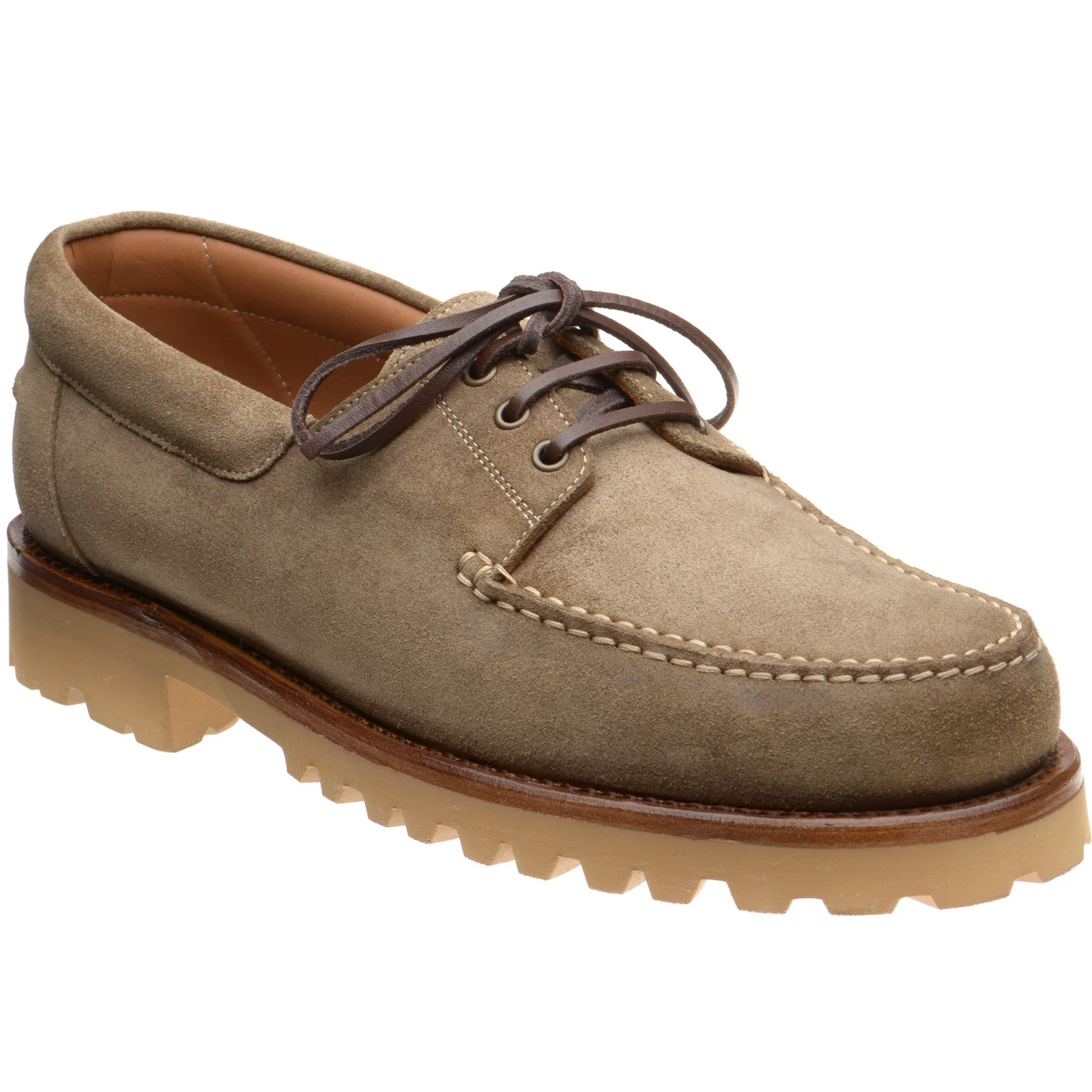 Herring Vilamoura mens rubber-soled deck shoes in taupe suede