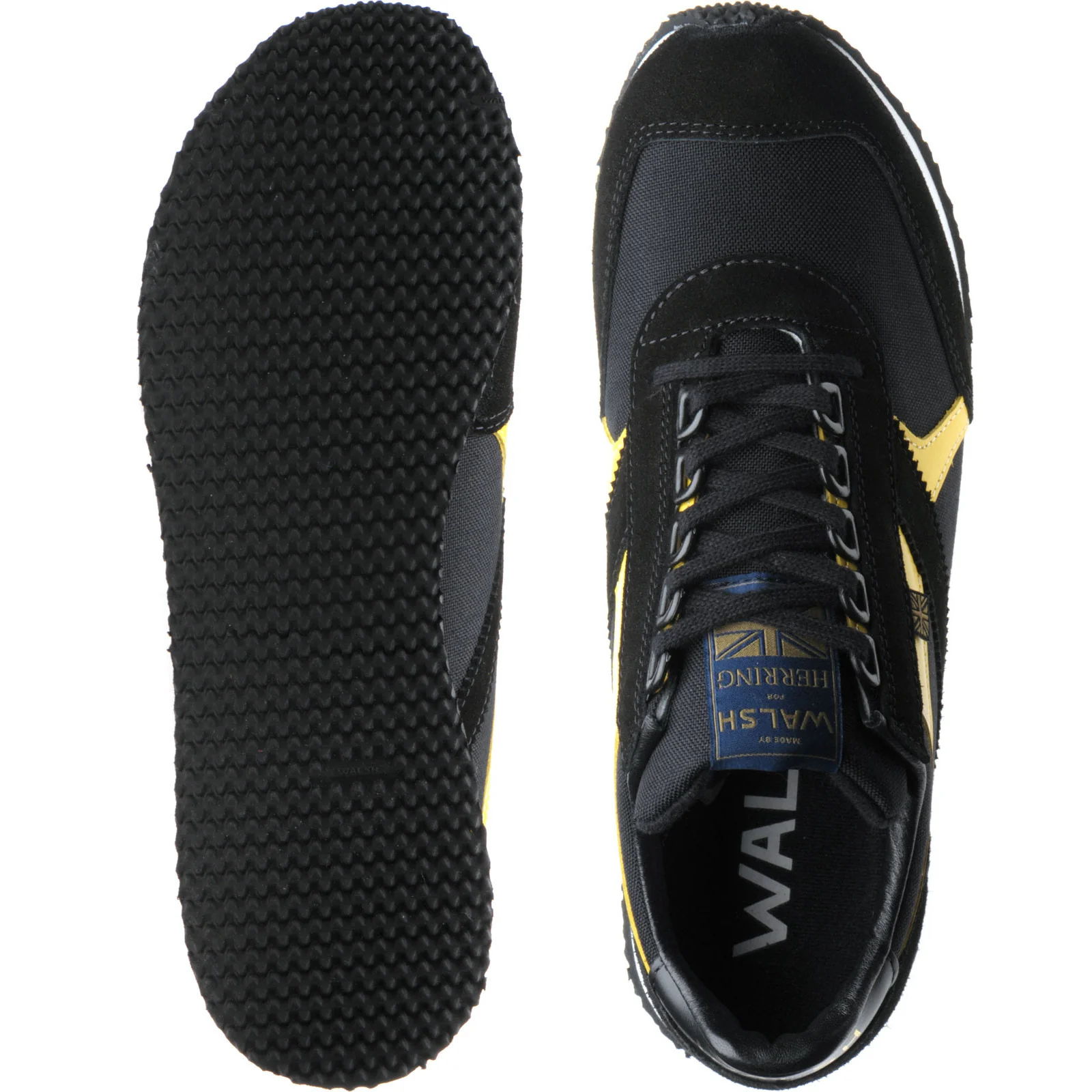 Herring Voyager Trainer in black mesh and black suede and yellow calf - Image 3
