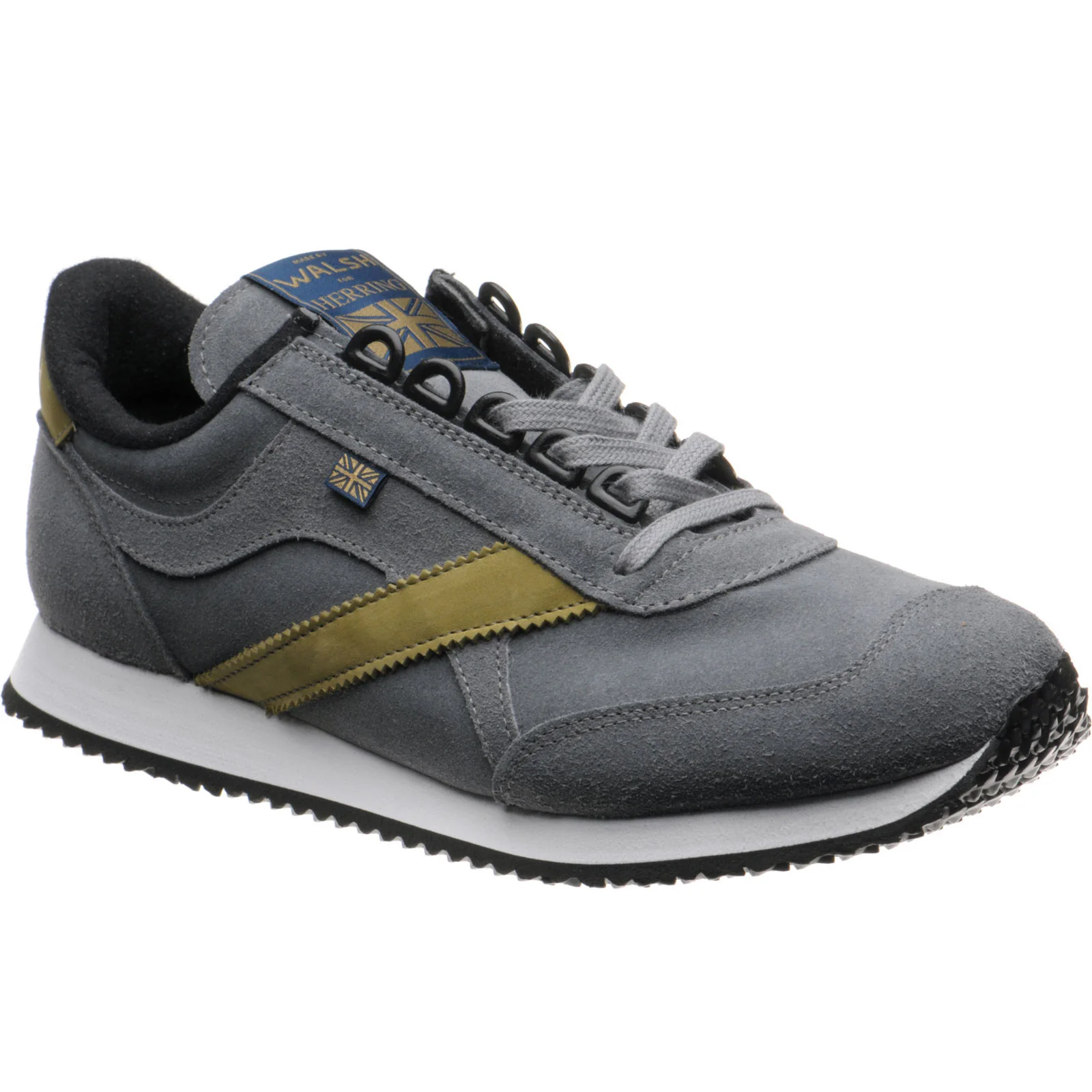 Herring Voyager Trainer mens in dark grey suede and lime nubuck