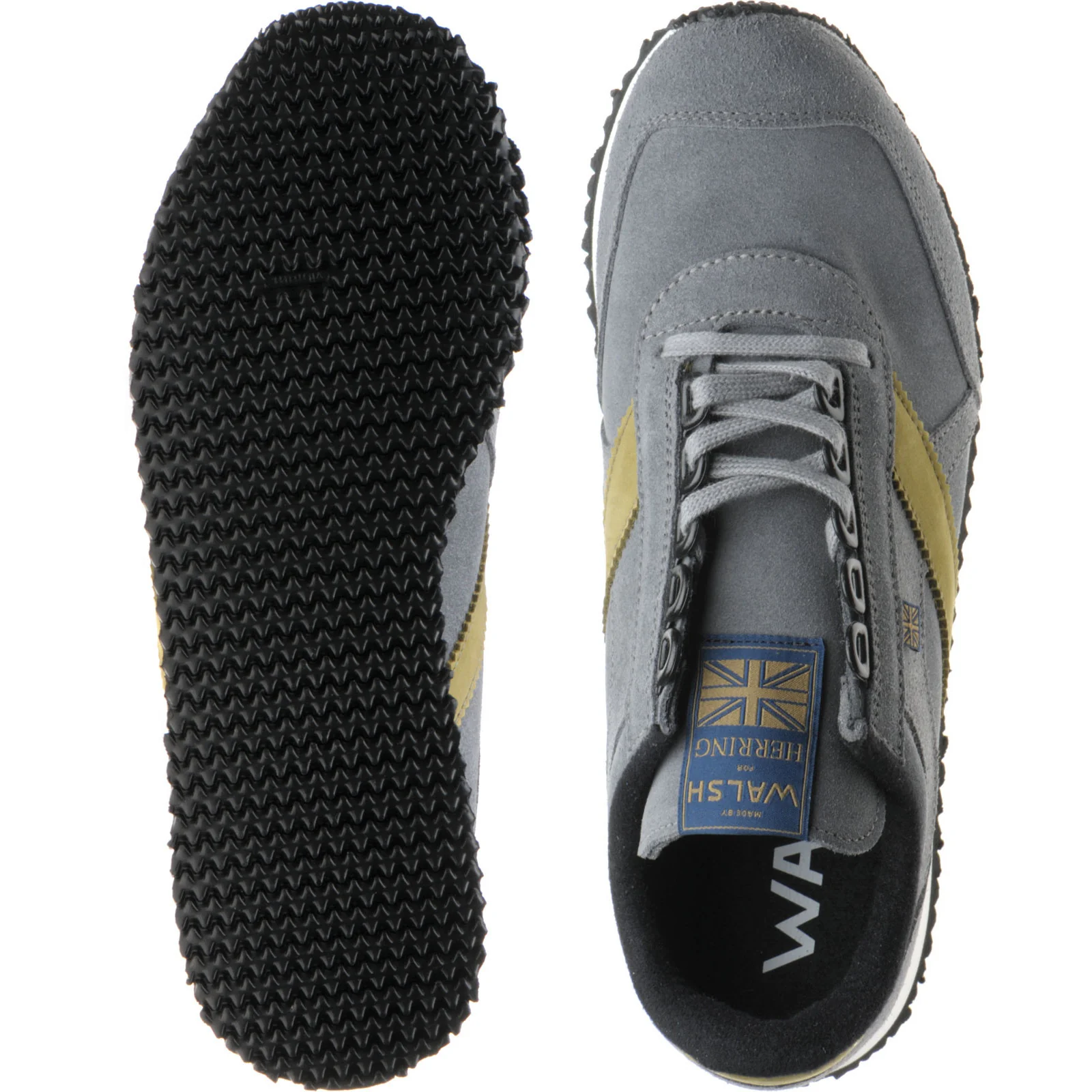 Herring Voyager Trainer mens in dark grey suede and lime nubuck - Image 3