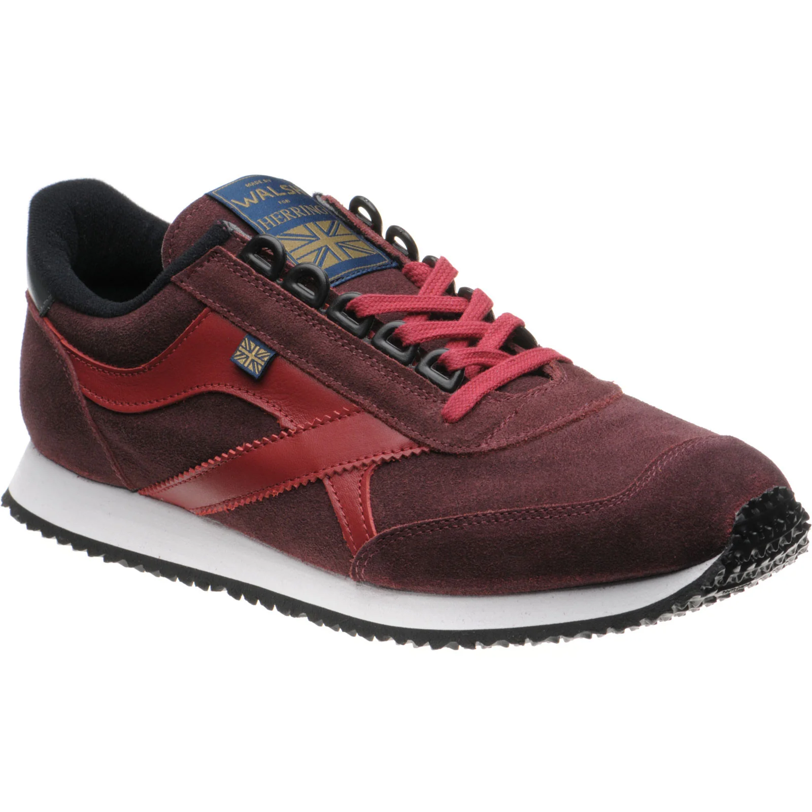 Herring Voyager Trainer mens rubber-soled in burgundy calf and suede