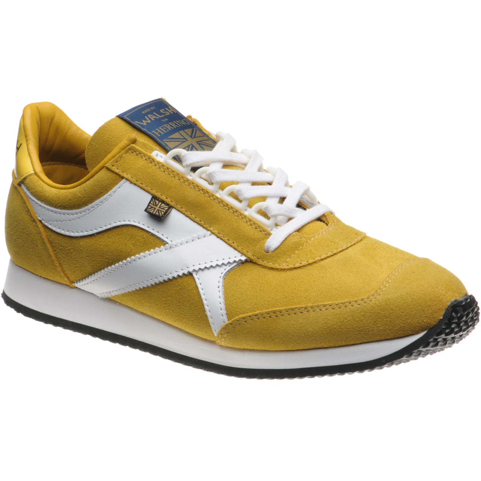 Herring Voyager Trainer mens rubber-soled in mustard suede and white calf