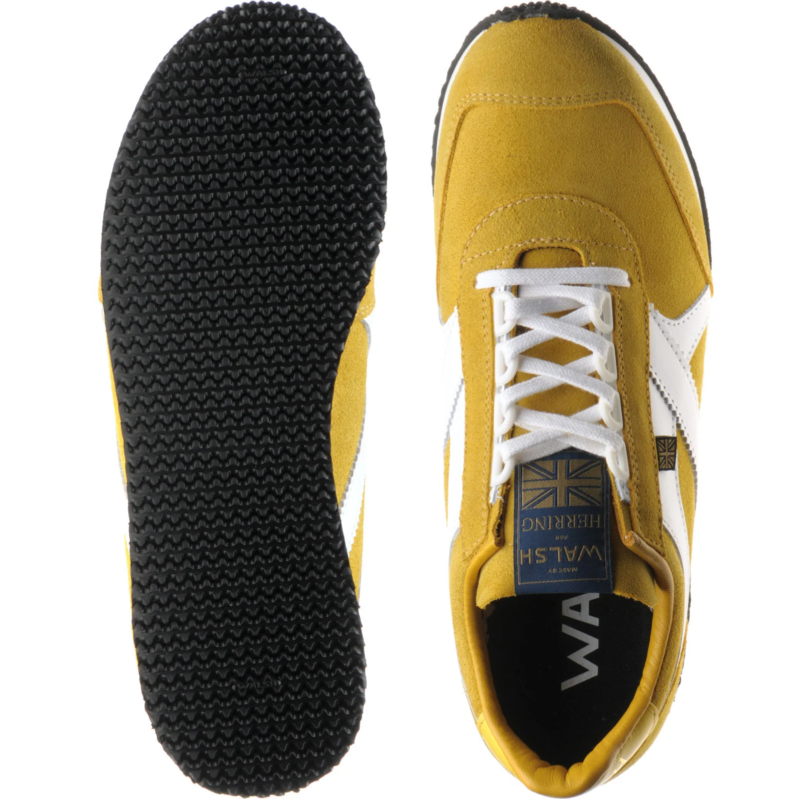 Herring Voyager Trainer mens rubber-soled in mustard suede and white calf - Image 3