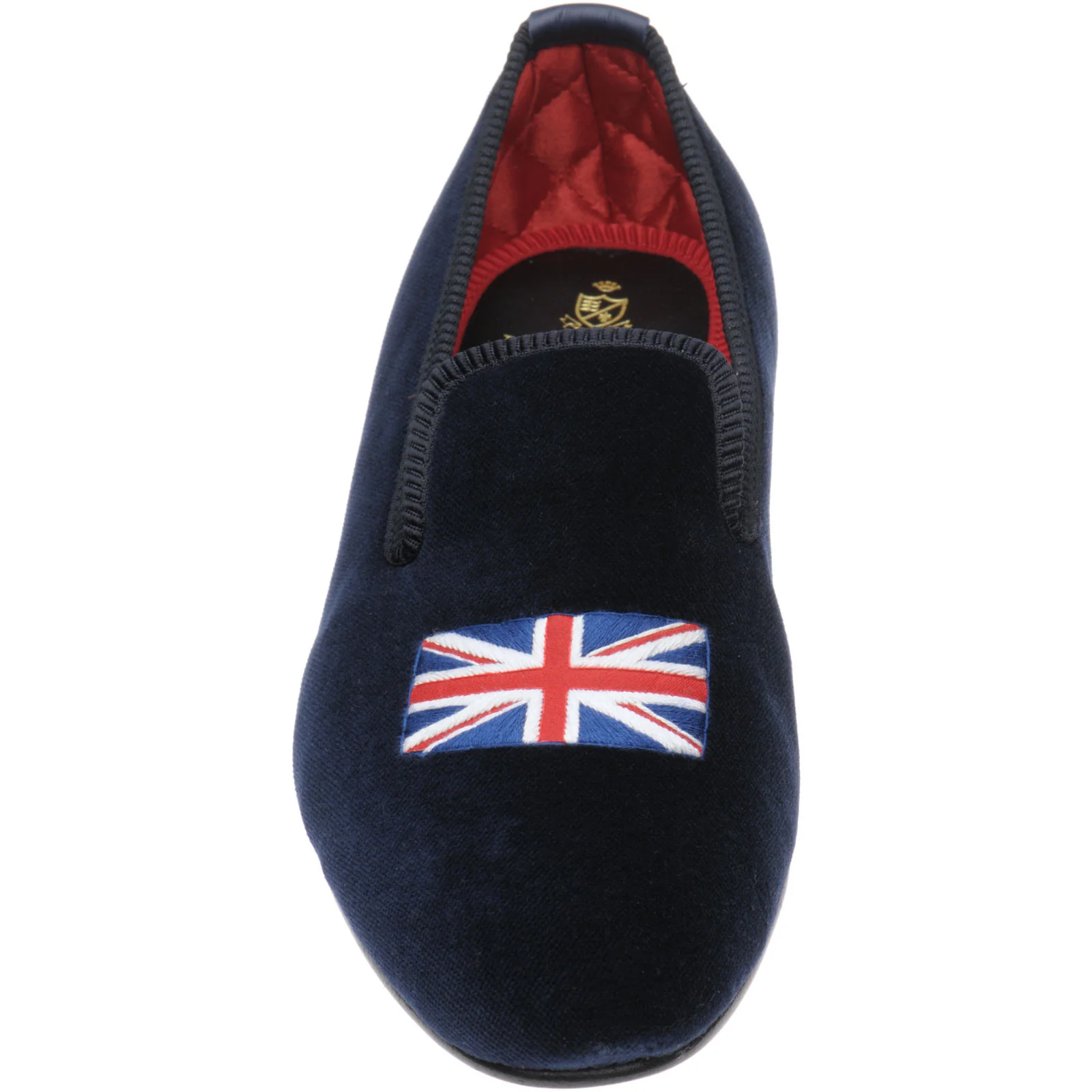 Herring Windsor mens house shoes in navy velvet - Image 2