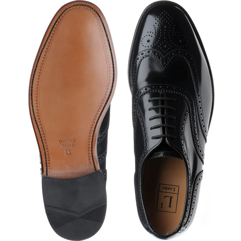 Loake 202 mens brogues in black polished - Image 3