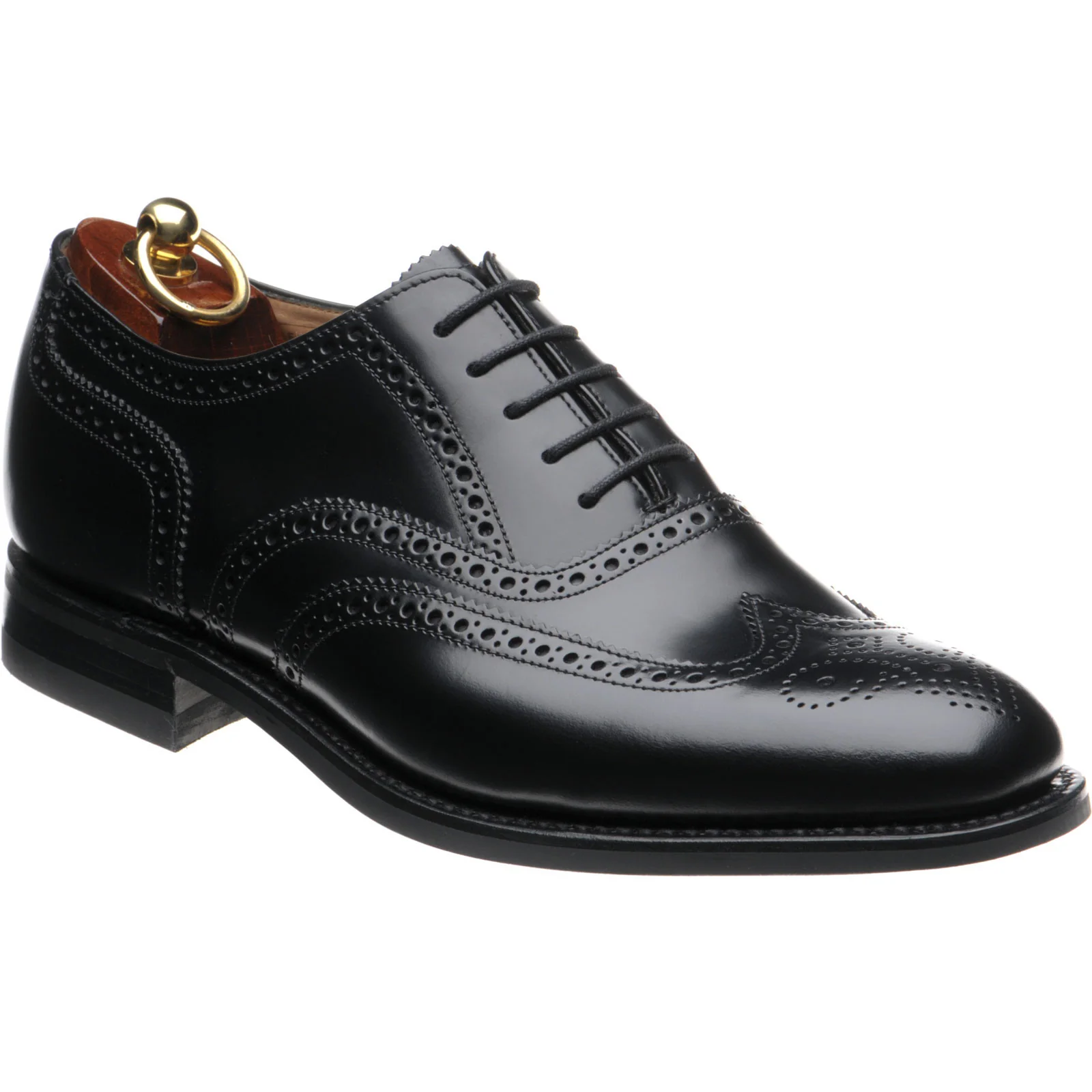 Loake 302 mens rubber-soled brogues in black polished