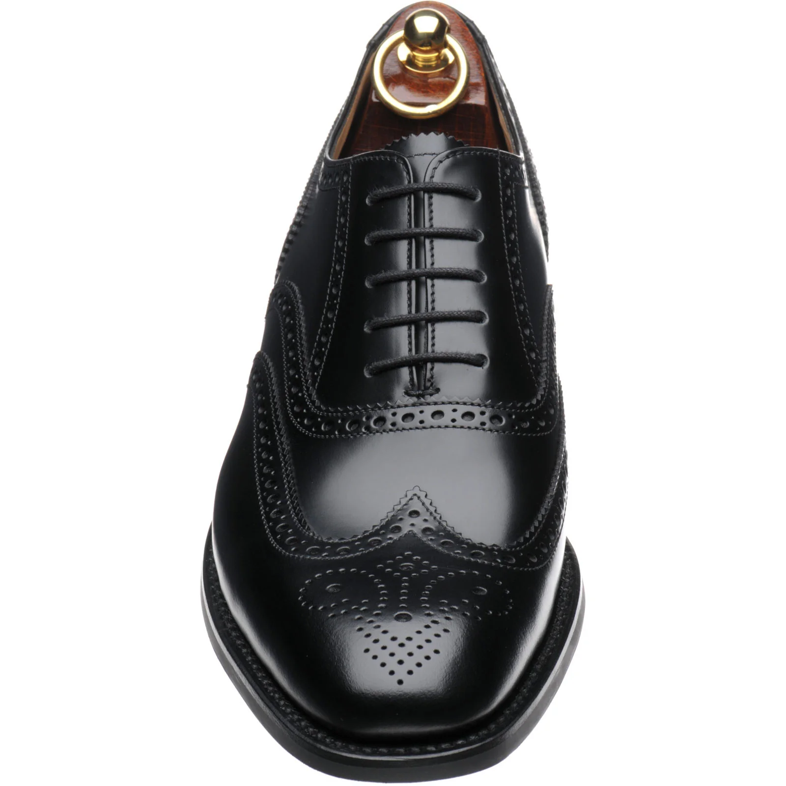 Loake 302 mens rubber-soled brogues in black polished - Image 2