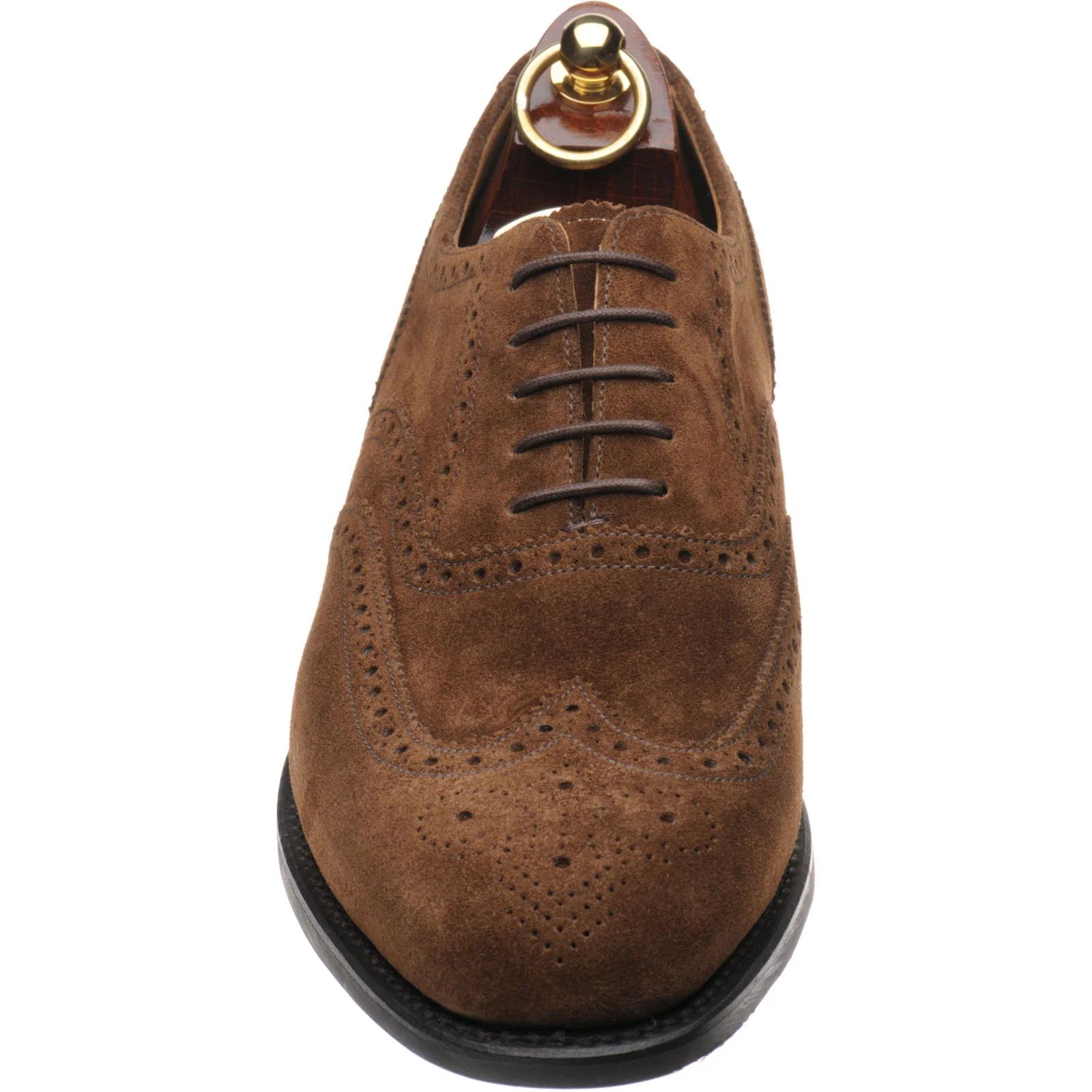 Loake 302 mens rubber-soled brogues in brown suede - Image 2