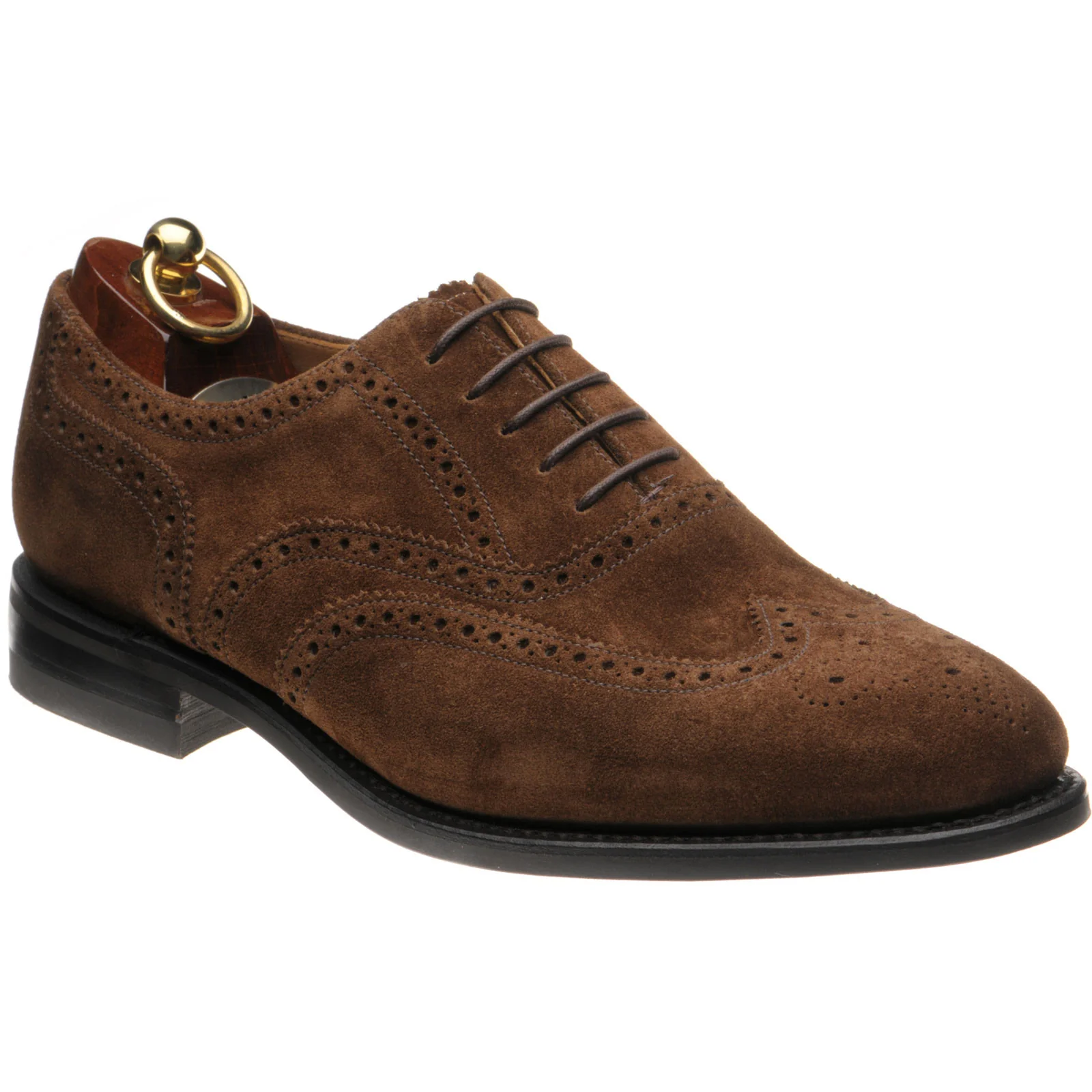 Loake 302 mens rubber-soled brogues in brown suede (second)