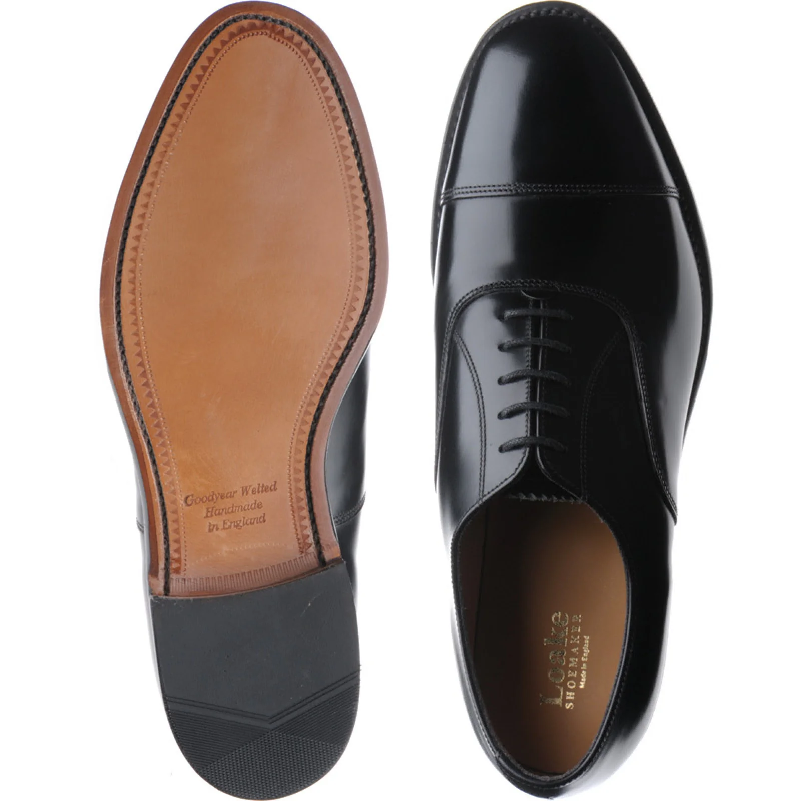 Loake 747 mens Oxfords in black polished - Image 3