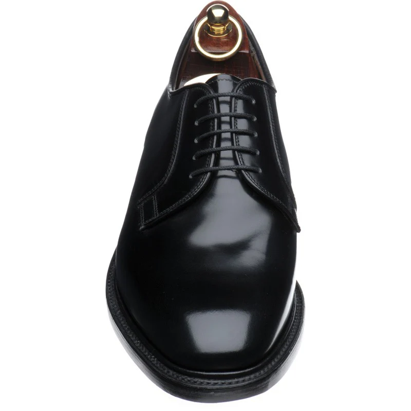 Loake 771 mens Derby shoes in black polished (second) - Image 2