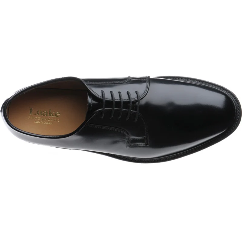 Loake 771 mens Derby shoes in black polished (second) - Image 3