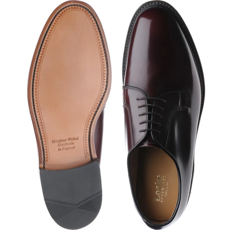 Loake 771 mens Derby shoes in burgundy polished - Image 3