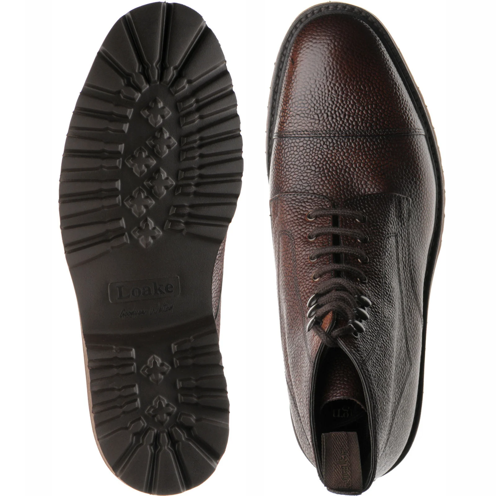 Loake Aquarius mens rubber-soled boots in dark brown grain - Image 3