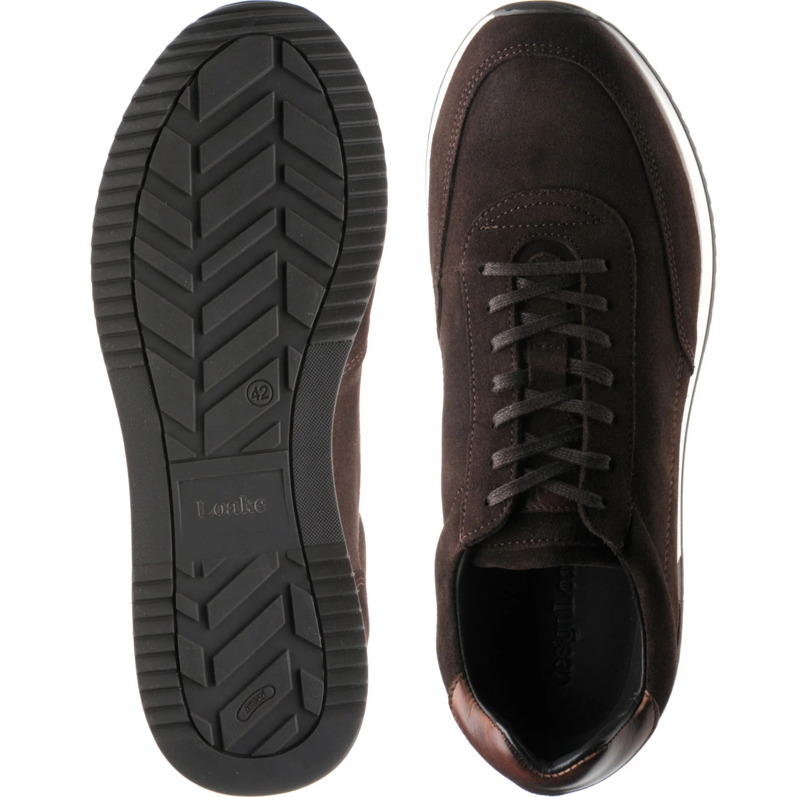 Loake Bannister mens rubber-soled trainers in choc brown suede - Image 3