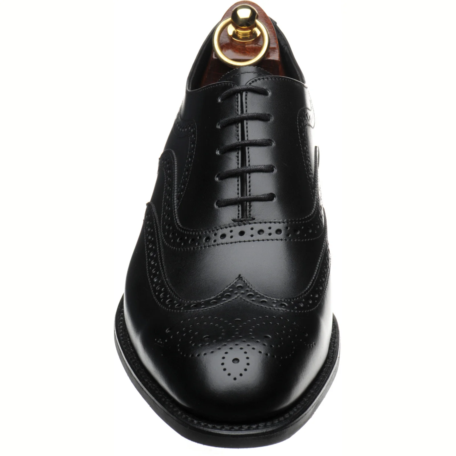 Loake Castlegate mens rubber-soled brogues in black calf (second) - Image 2