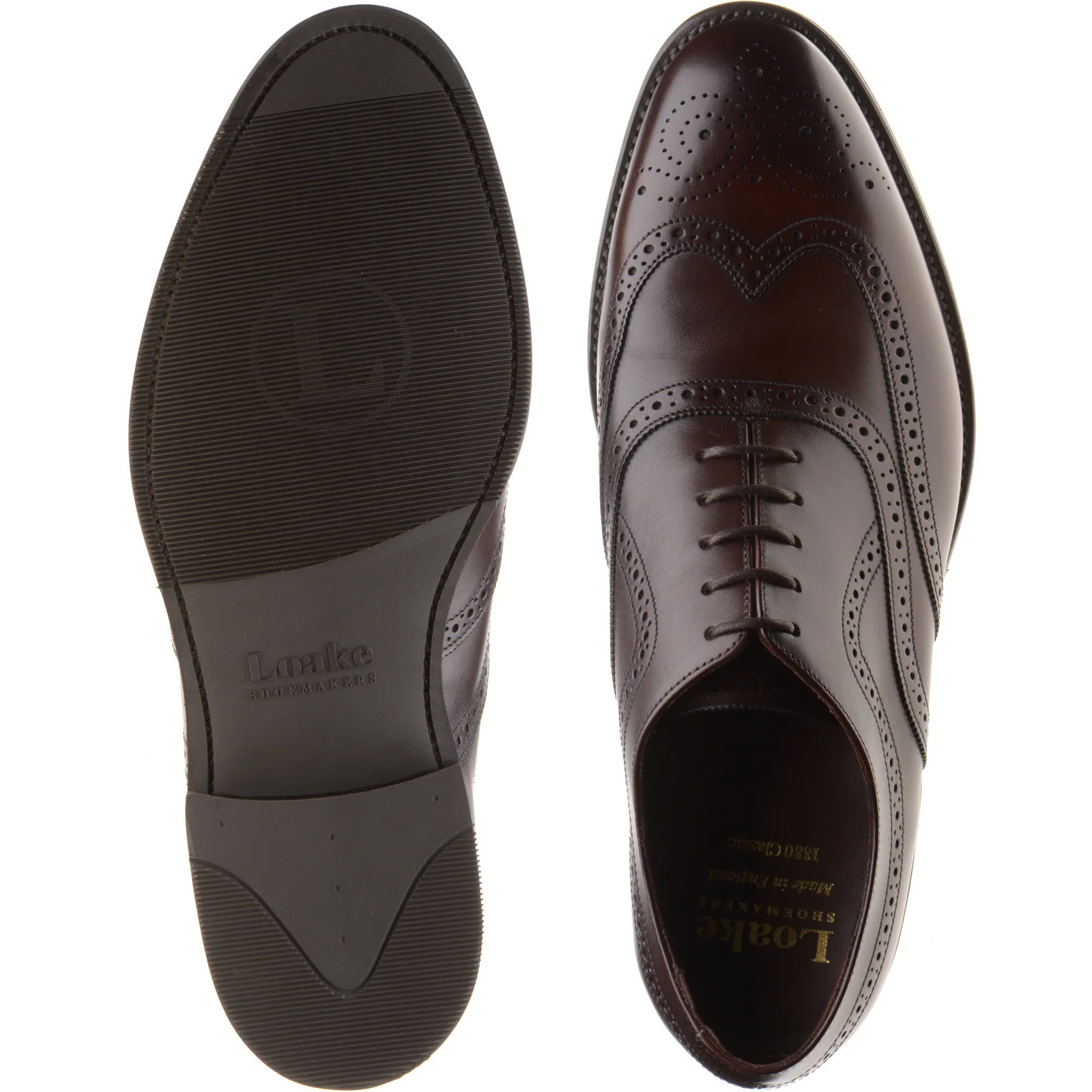 Loake Castlegate mens rubber-soled brogues in scorched walnut calf (second) - Image 3