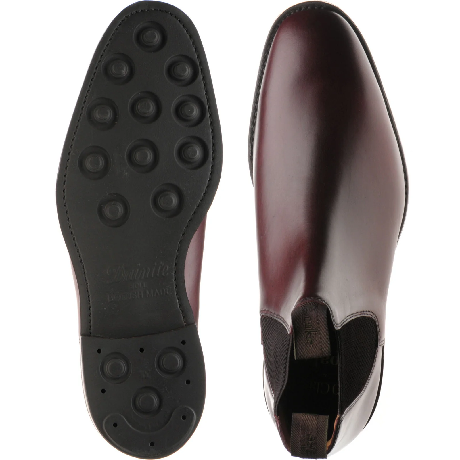 Loake Chatsworth (Rubber) mens rubber-soled Chelsea boots in burgundy waxed (second) - Image 3