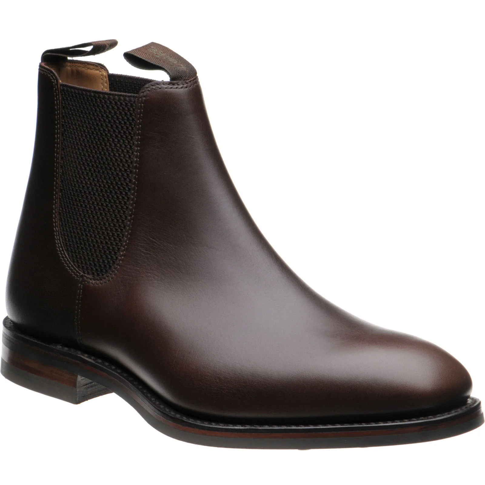 Loake Chatsworth (Rubber) mens rubber-soled Chelsea boots in dark brown waxed calf