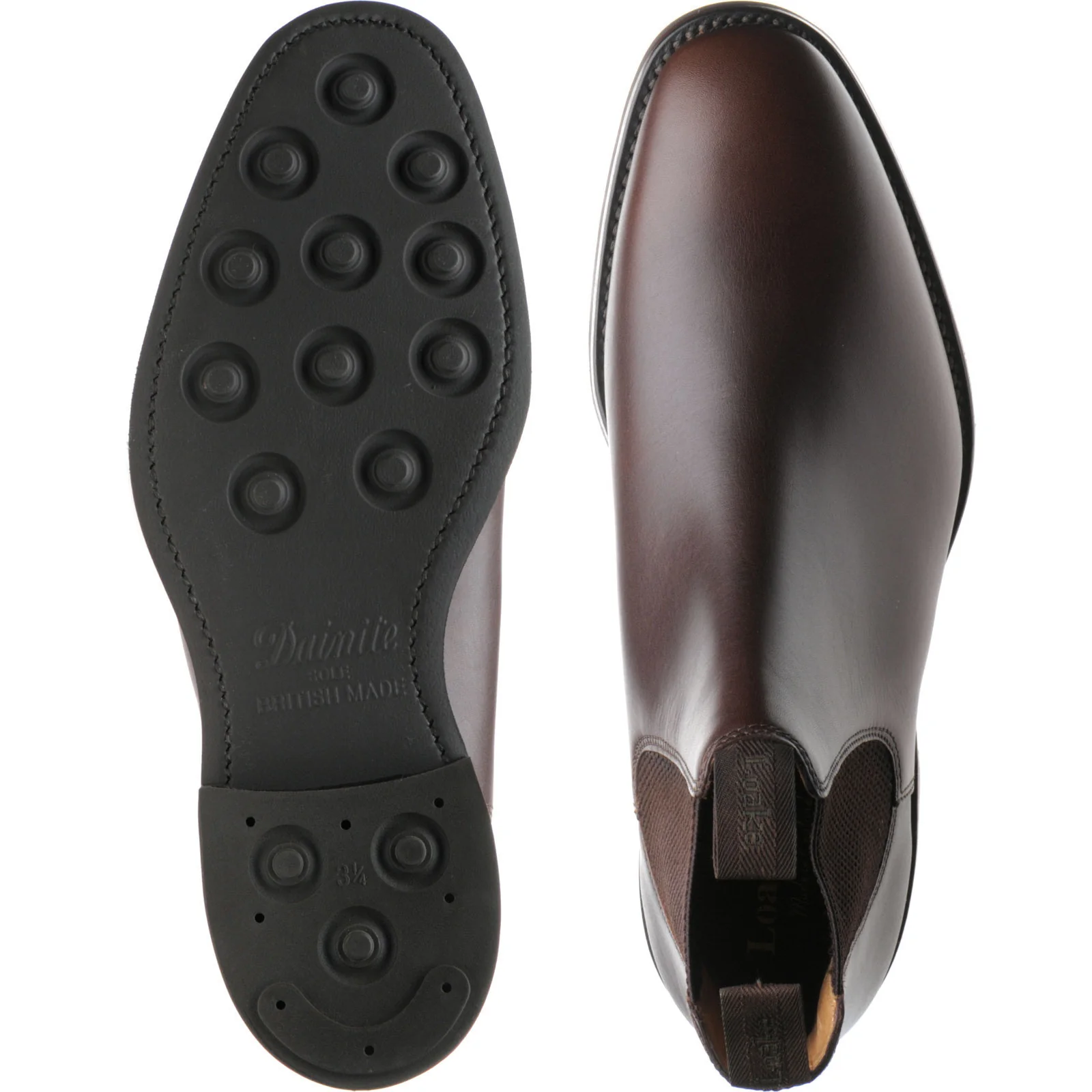 Loake Chatsworth (Rubber) mens rubber-soled Chelsea boots in dark brown waxed calf - Image 3