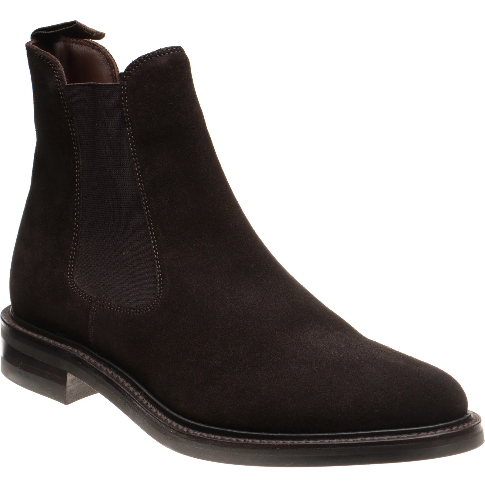 Loake Dorchester mens rubber-soled Chelsea boots in dark brown suede (second)