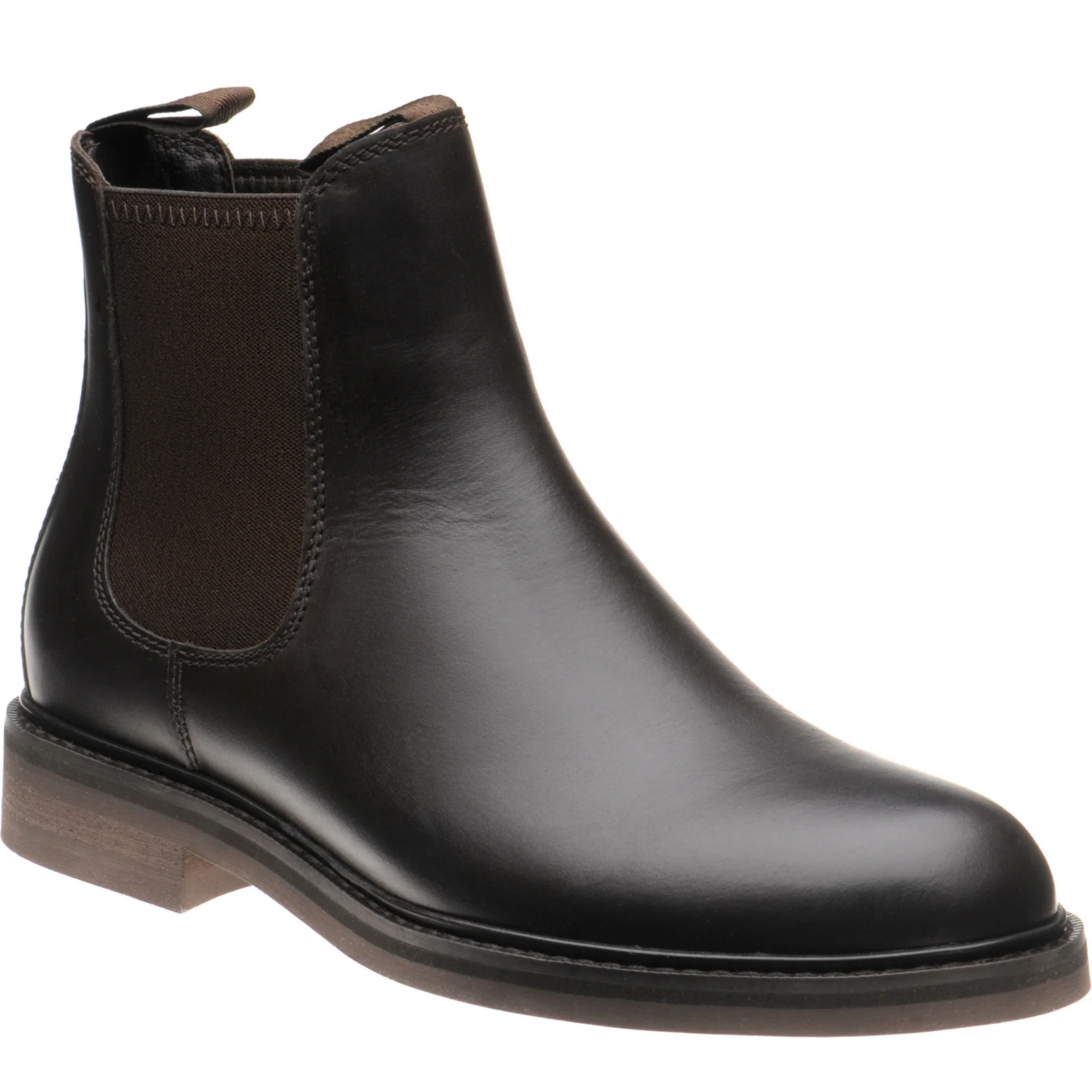 Loake Ducksworth mens rubber-soled Chelsea boots in dark brown waxy calf