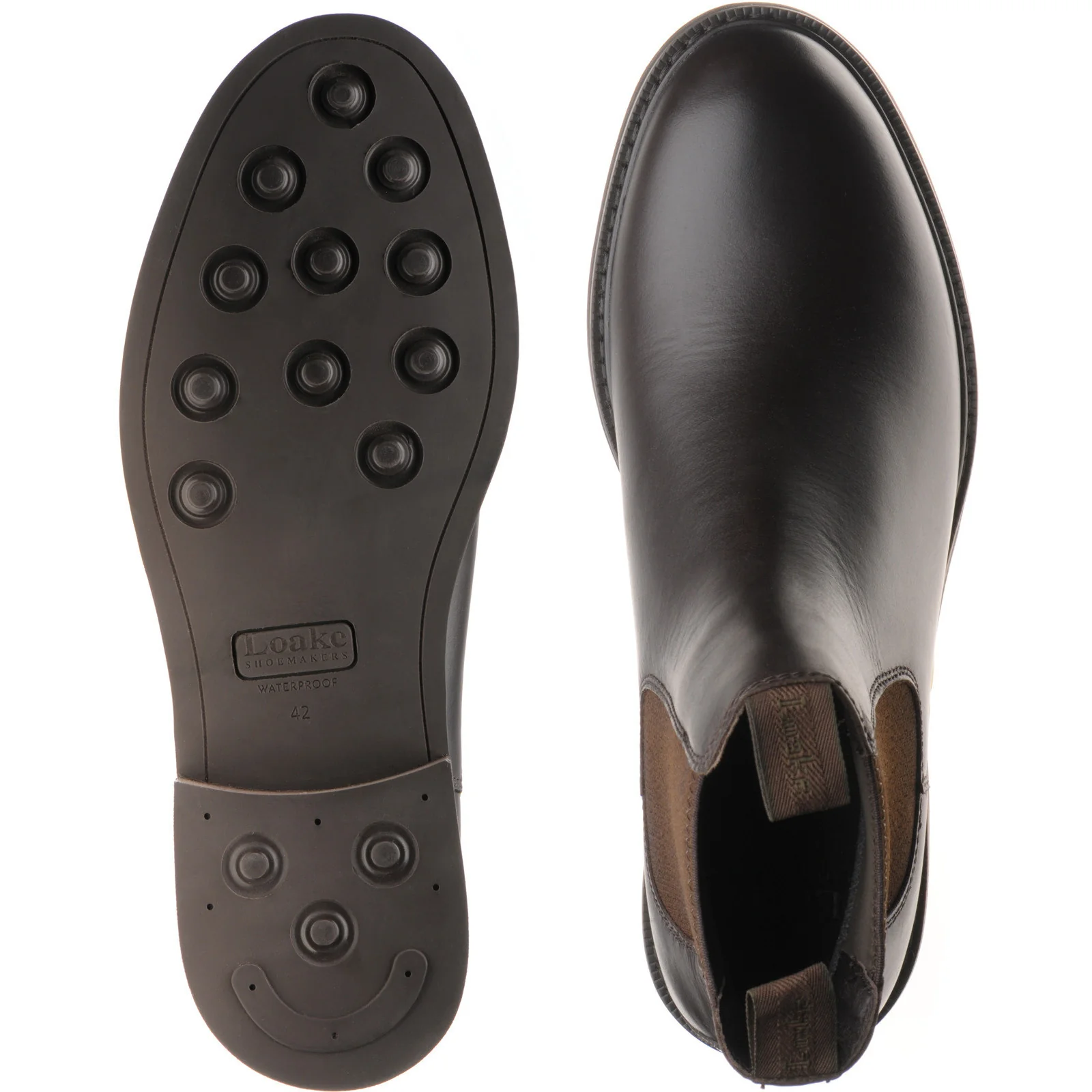Loake Ducksworth mens rubber-soled Chelsea boots in dark brown waxy calf - Image 3