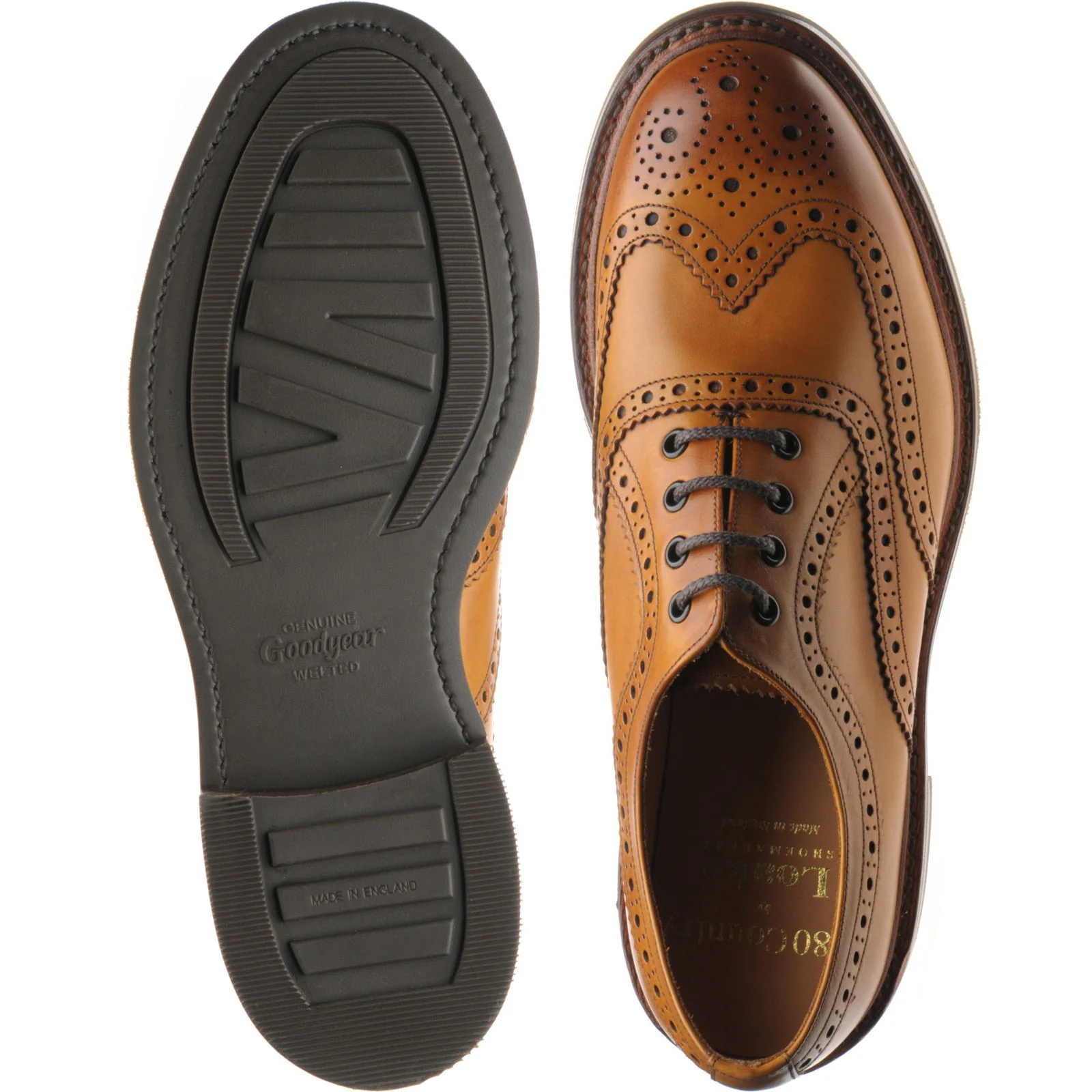 Loake Edward mens rubber-soled brogues in tan - Image 3