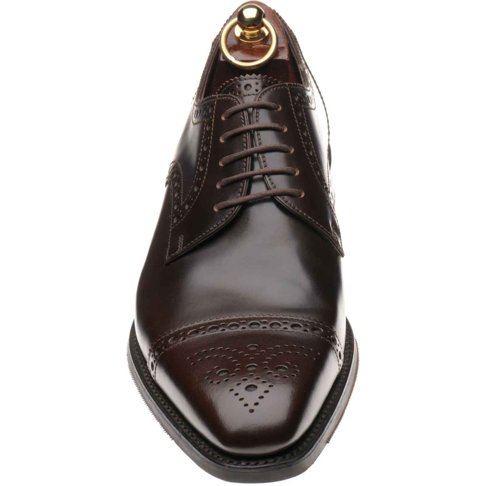 Loake Eldon mens rubber-soled semi-brogues in dark brown polished - Image 2