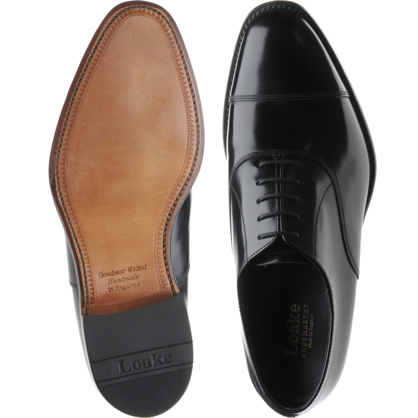 Loake Elgin mens Oxfords in black polished - Image 3