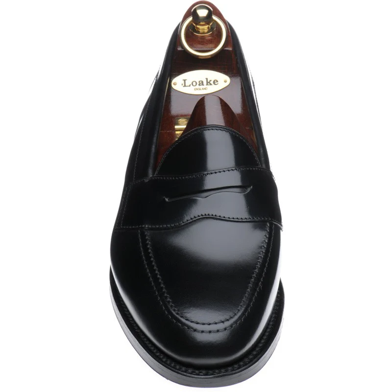 Loake Eton mens loafers in black polished (second) - Image 2