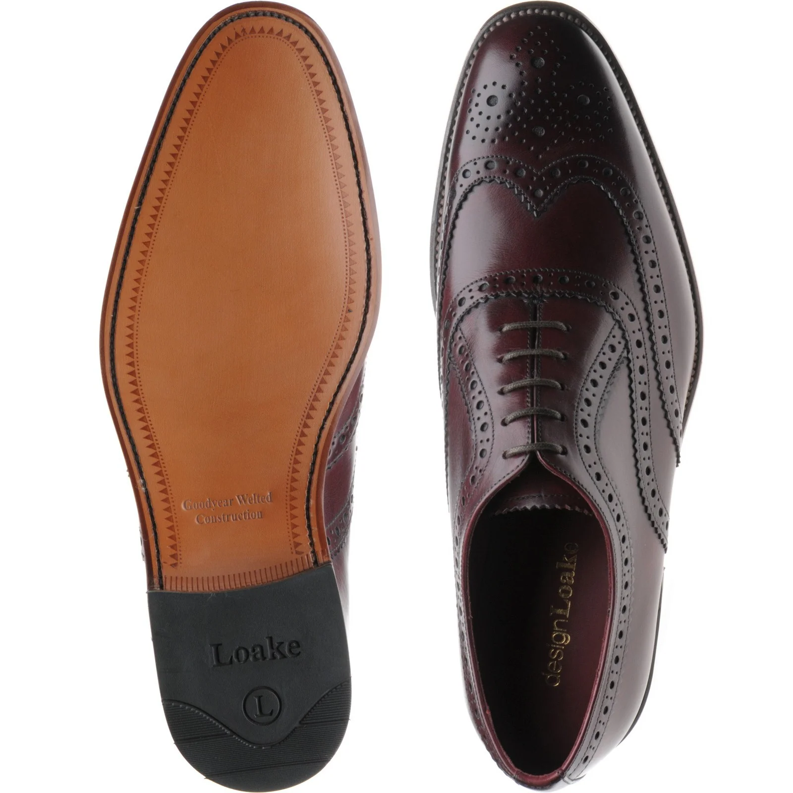 Loake Fearnley mens brogues in burgundy calf - Image 3