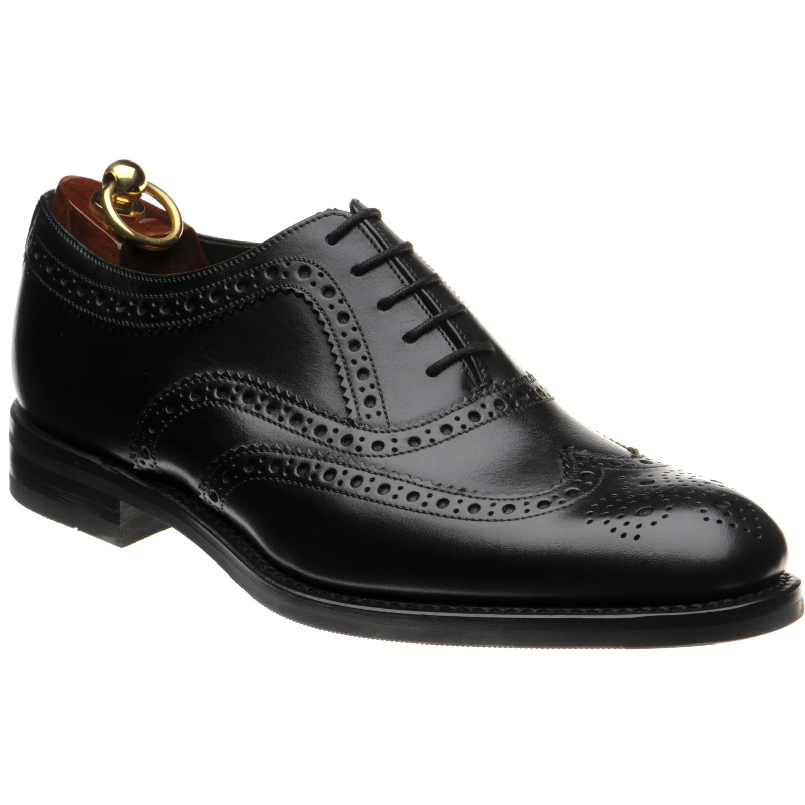 Loake Fearnley Rubber mens rubber-soled brogues in black calf