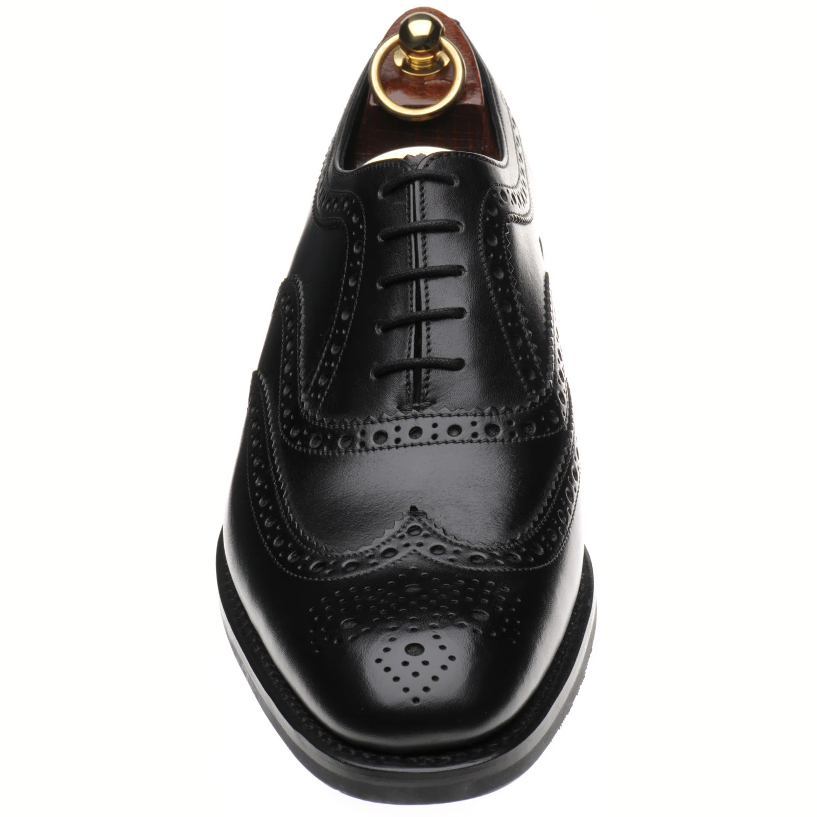 Loake Fearnley Rubber mens rubber-soled brogues in black calf - Image 2