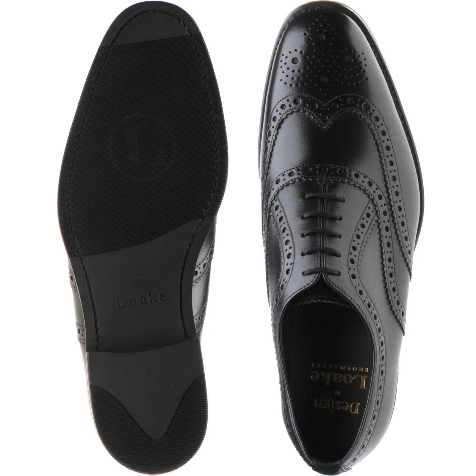Loake Fearnley Rubber mens rubber-soled brogues in black calf - Image 3