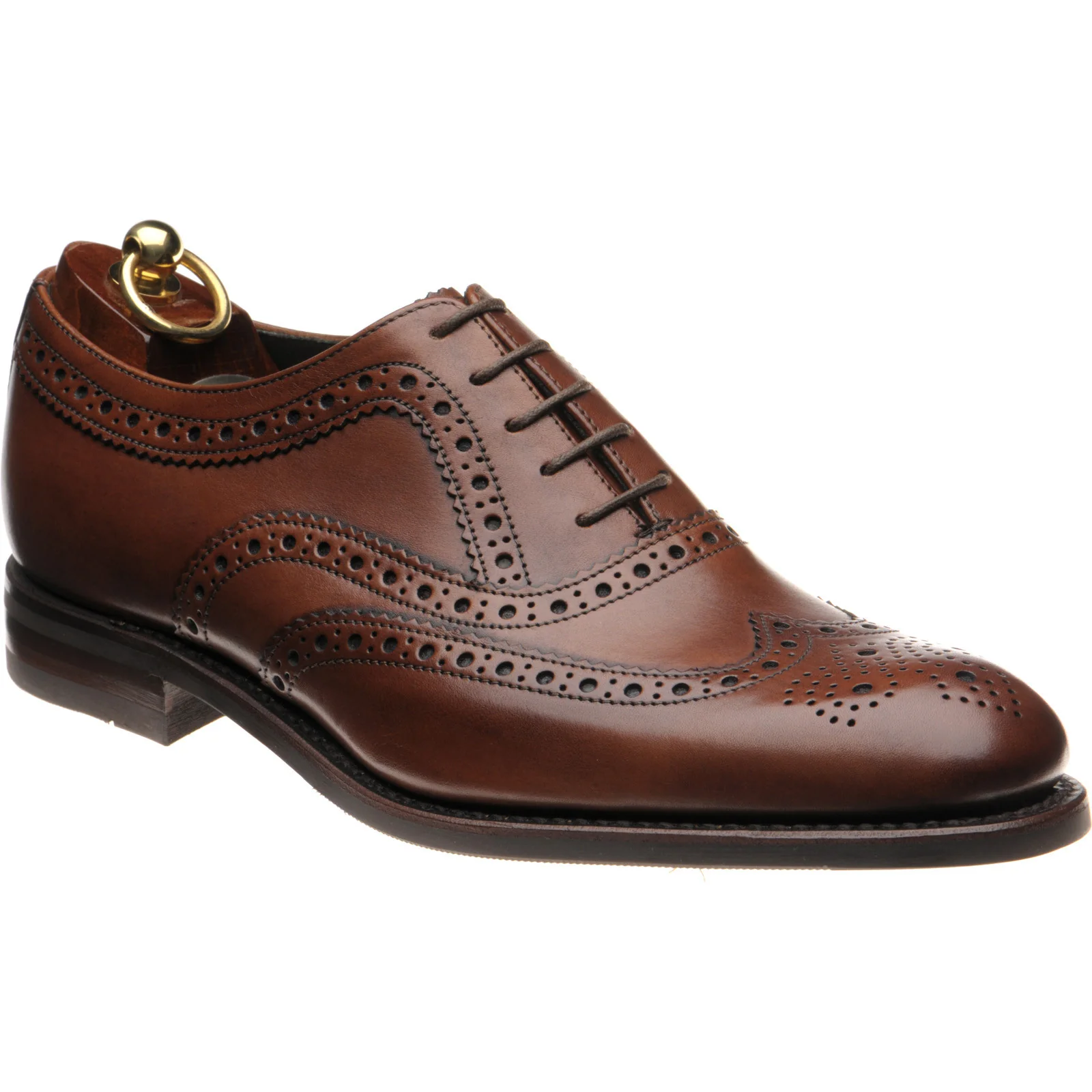 Loake Fearnley Rubber mens rubber-soled brogues in cedar calf