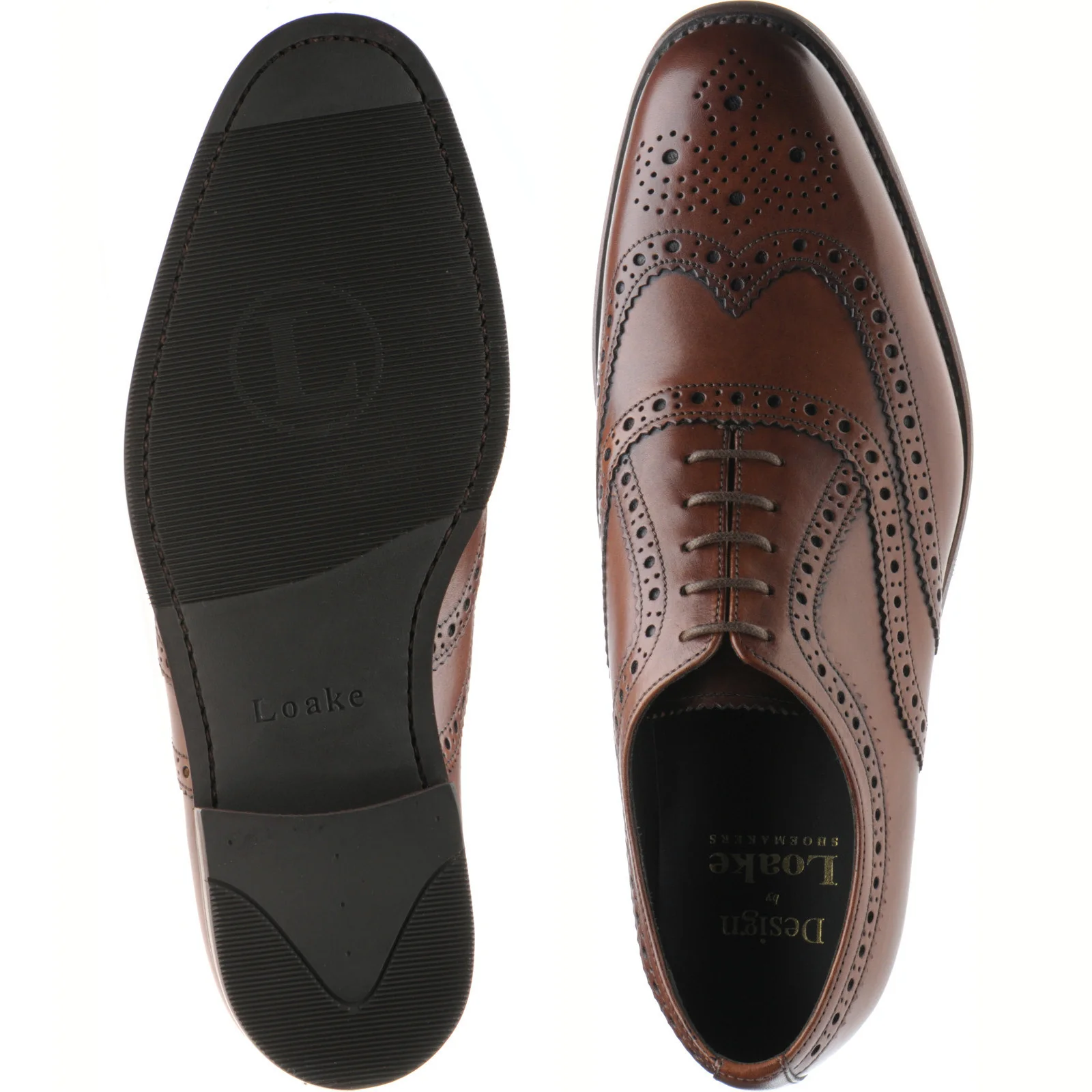 Loake Fearnley Rubber mens rubber-soled brogues in cedar calf - Image 3