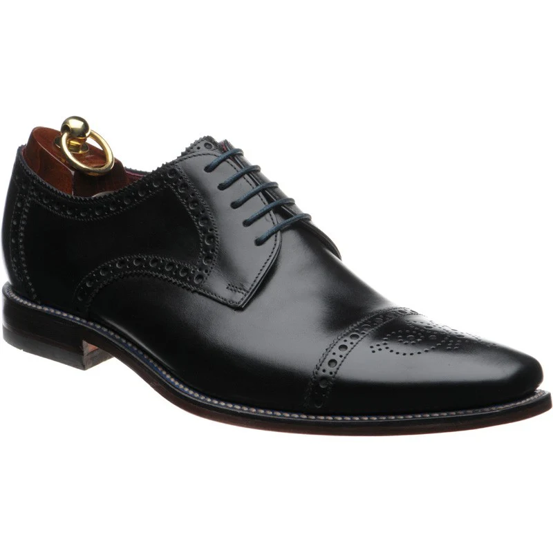 Loake Foley mens semi-brogues in black calf