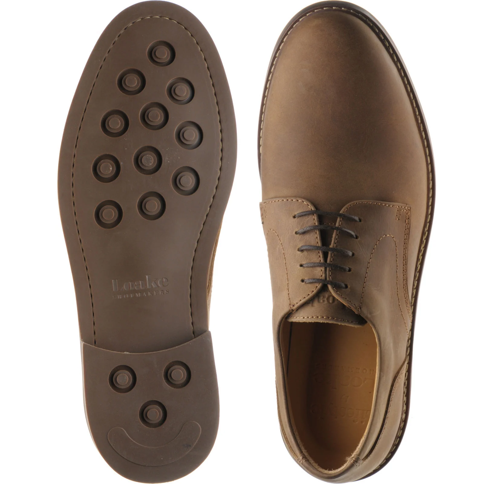 Loake Franklin mens rubber-soled Derby shoes in brown oiled nubuck - Image 3