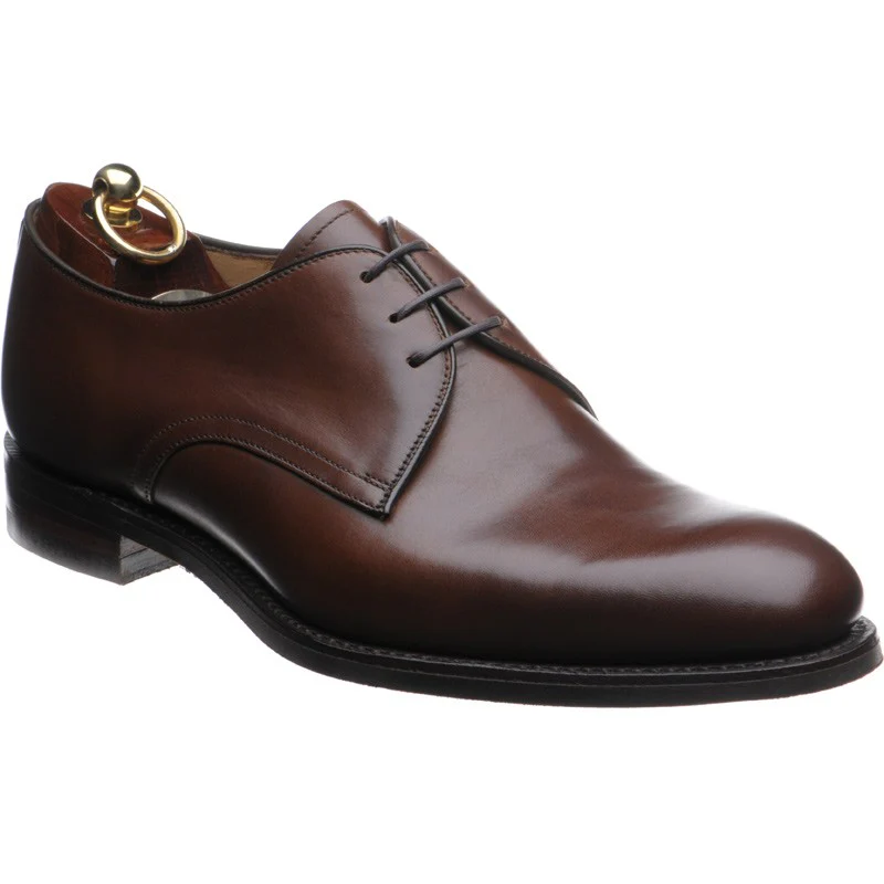 Loake Gable mens rubber-soled Derby shoes in dark brown calf