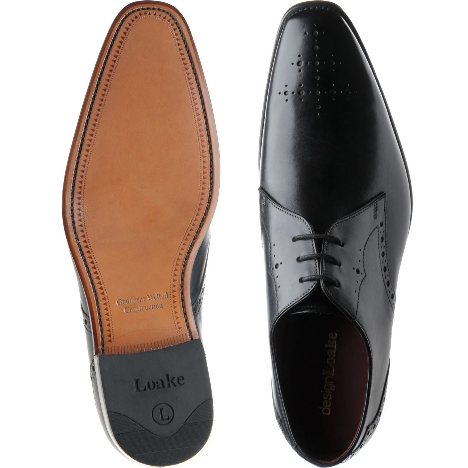 Loake Hannibal mens brogues in handpainted black calf (second) - Image 3