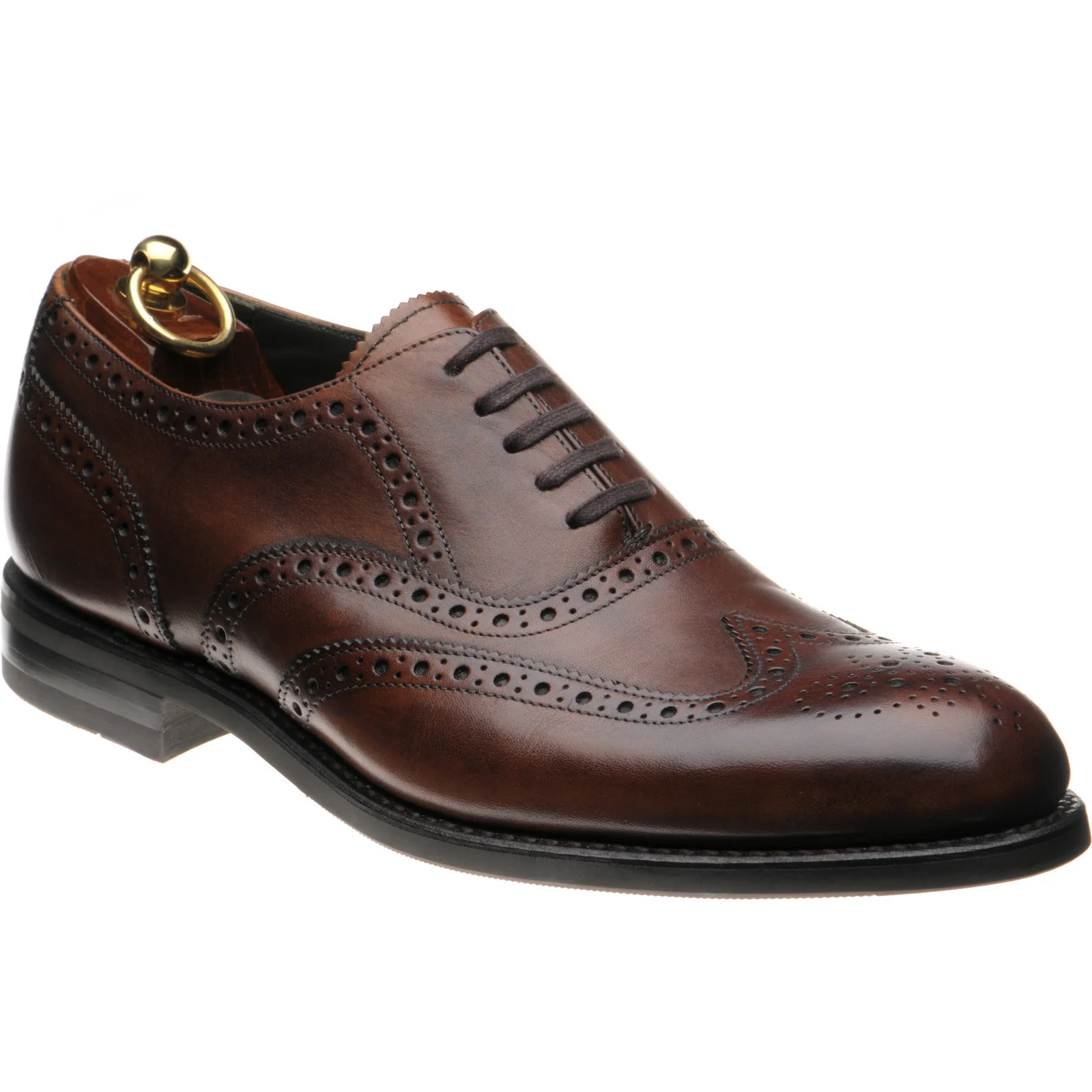 Loake Hepworth mens hybrid-soled brogues in dark brown calf (second)