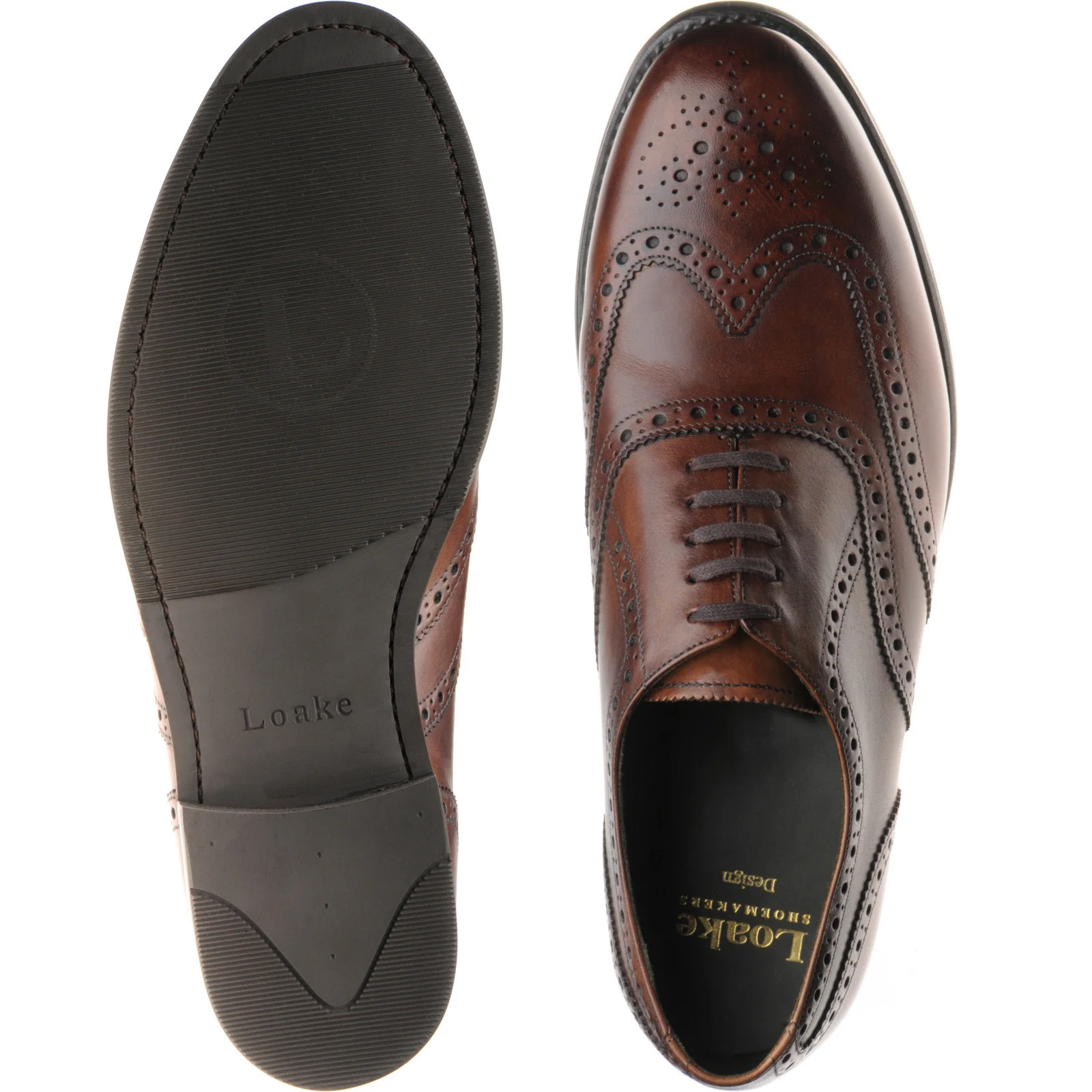 Loake Hepworth mens hybrid-soled brogues in dark brown calf (second) - Image 3