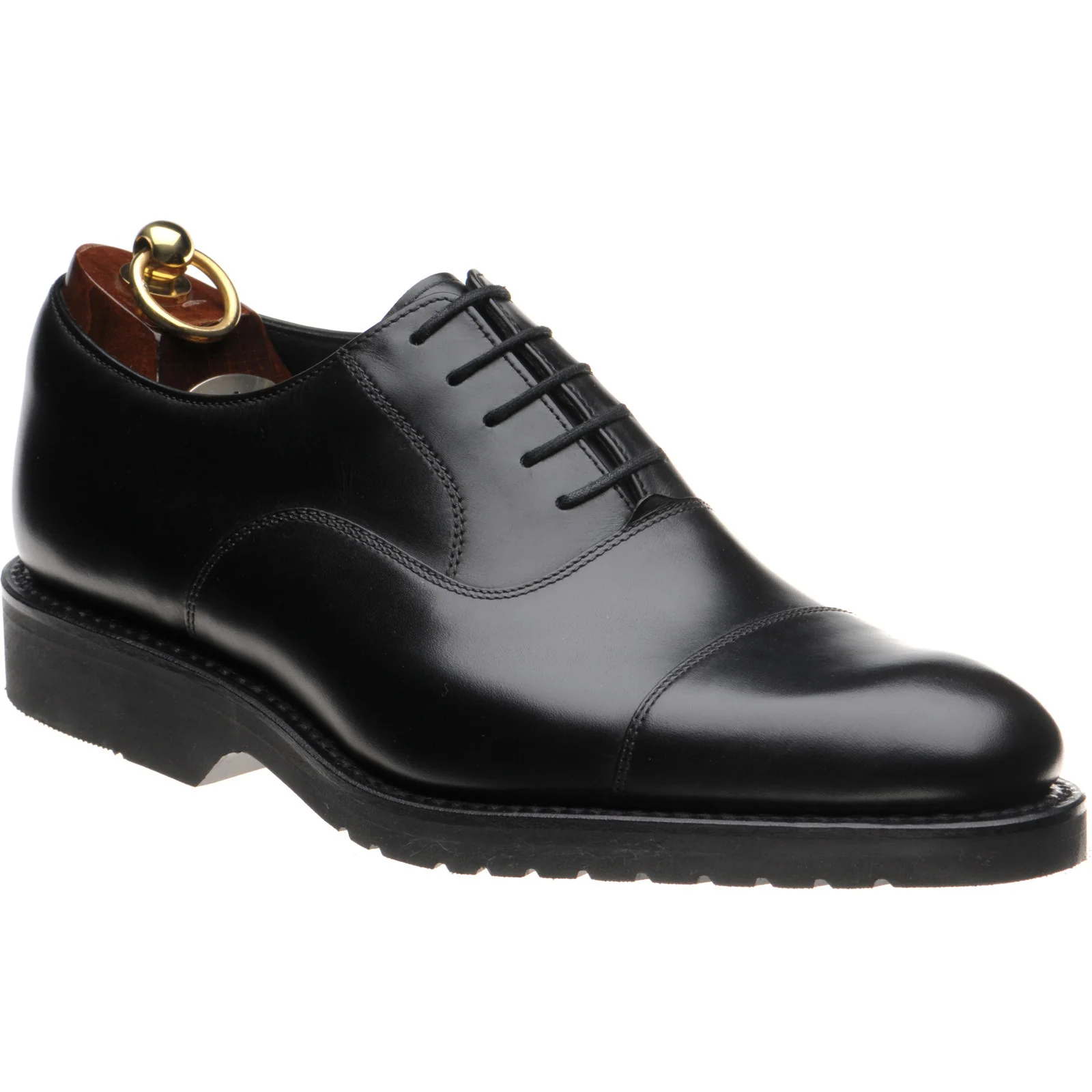 Loake Hitchcock mens rubber-soled Oxfords in black calf